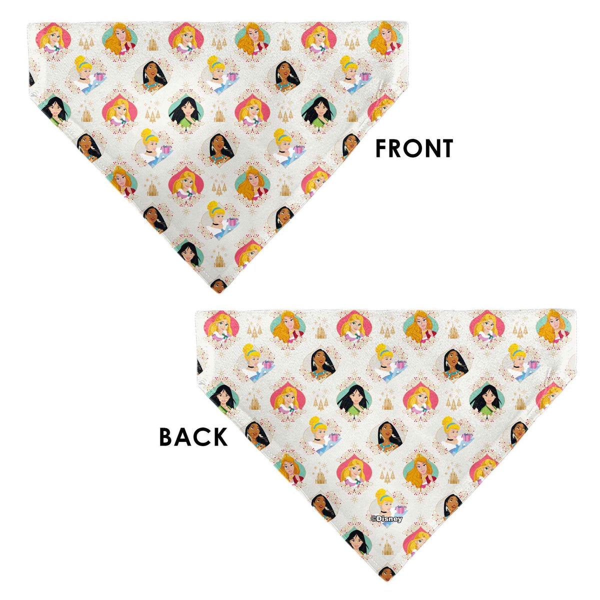 Pet Bandana - Disney Holiday Princess Poses and Icons Beige/Tan/Red
