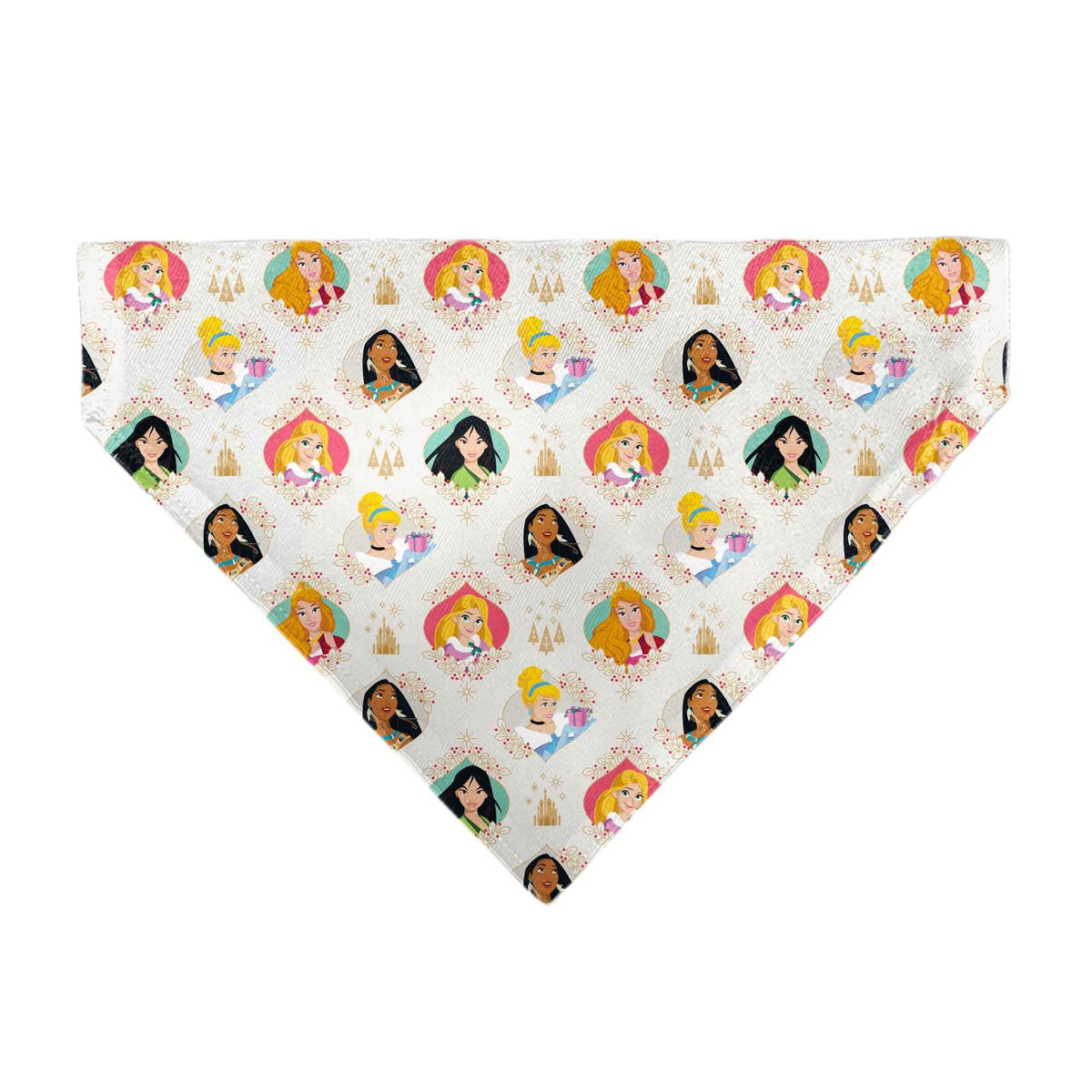 Pet Bandana - Disney Holiday Princess Poses and Icons Beige/Tan/Red