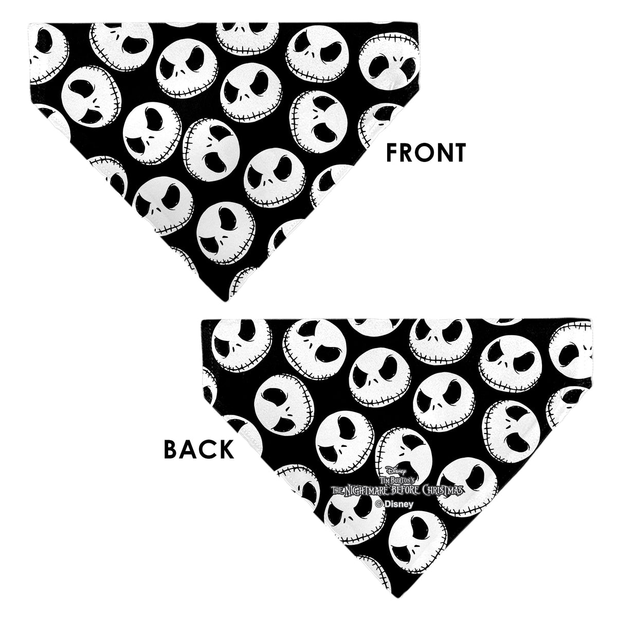 Pet Bandana - The Nightmare Before Christmas Jack Expressions Scattered Black/White 
