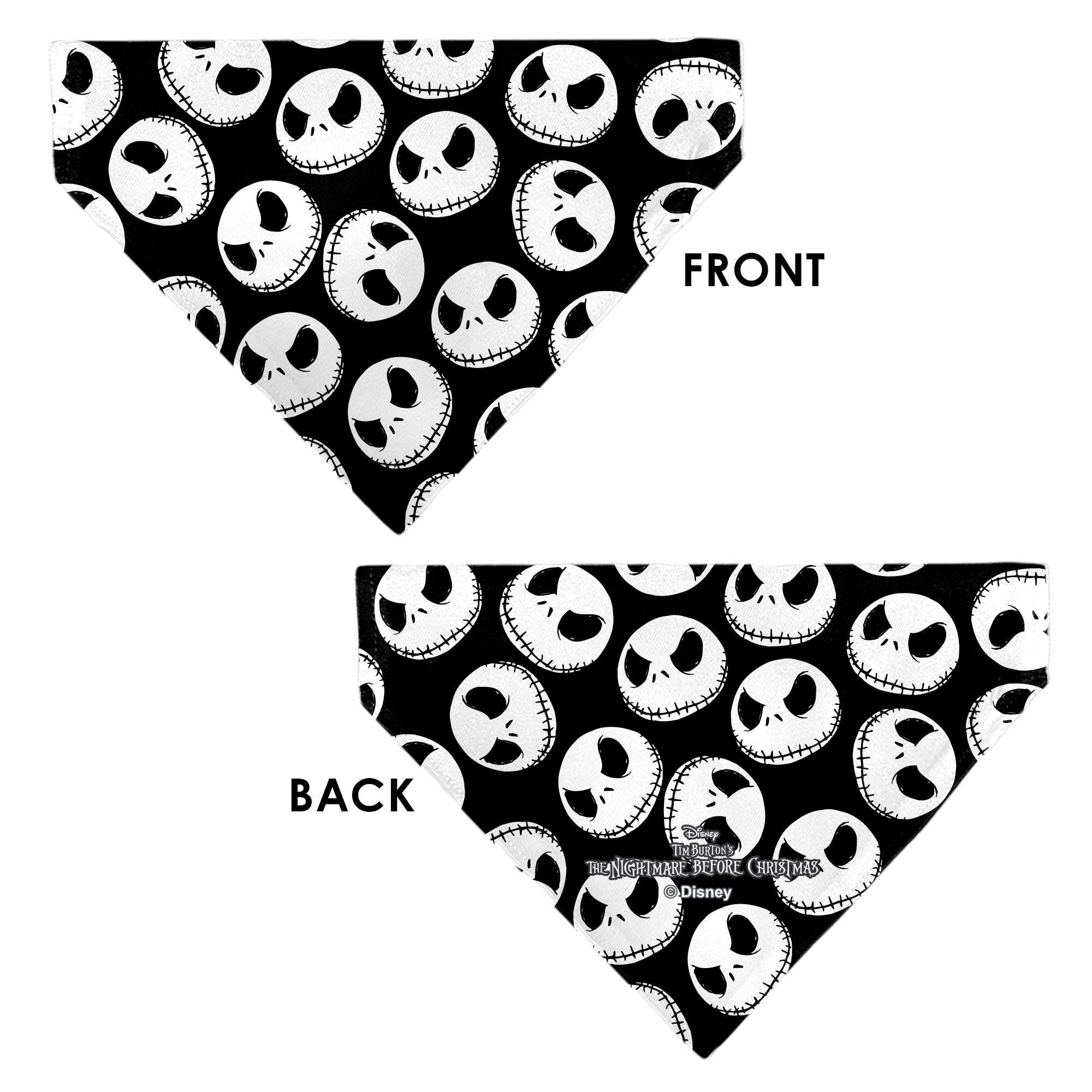 Pet Bandana - The Nightmare Before Christmas Jack Expressions Scattered Black/White 