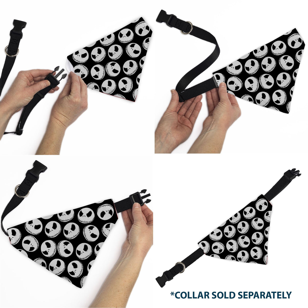Pet Bandana - The Nightmare Before Christmas Jack Expressions Scattered Black/White 