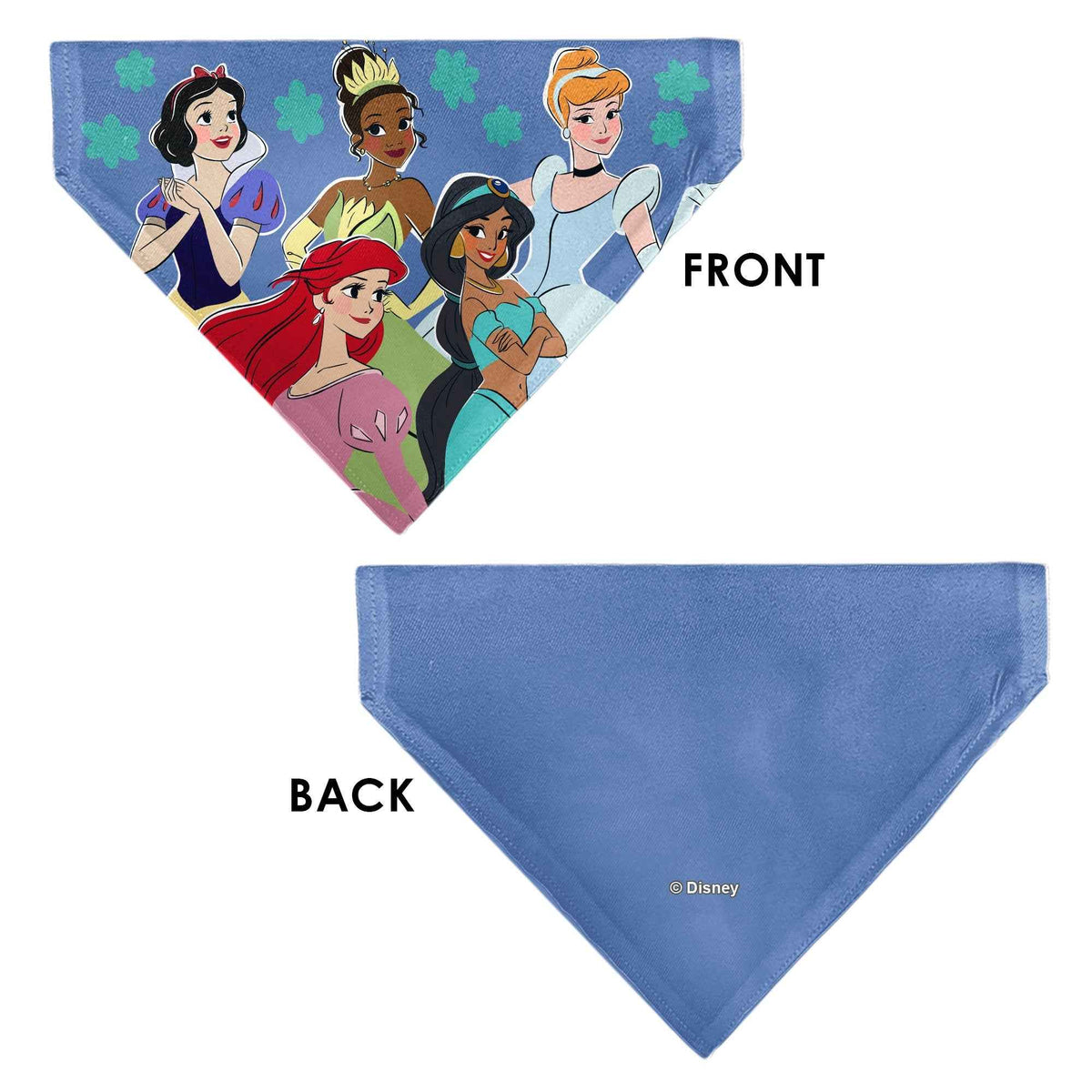 Pet Bandana - Disney Five Princesses Group Pose and Flowers Blues
