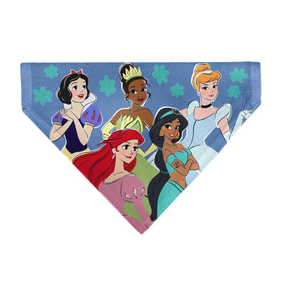 Pet Bandana - Disney Five Princesses Group Pose and Flowers Blues