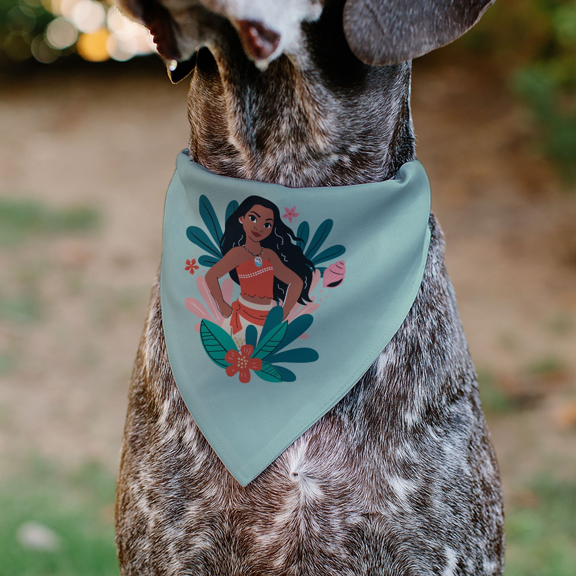 Pet Bandana - Moana Standing Pose and Plants Greens 