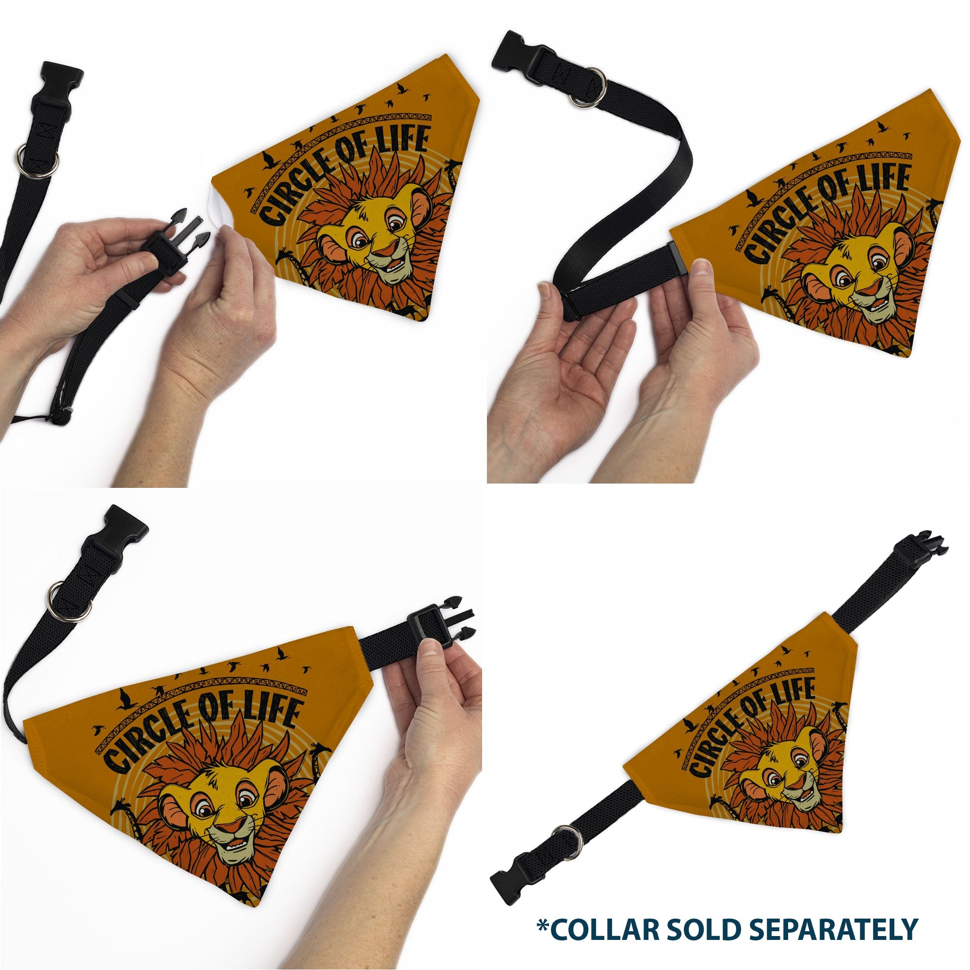 Buckle-Down The Lion King Young Simba Circle Of Life Pose Oranges/Black Over-the-Collar Dog Bandana