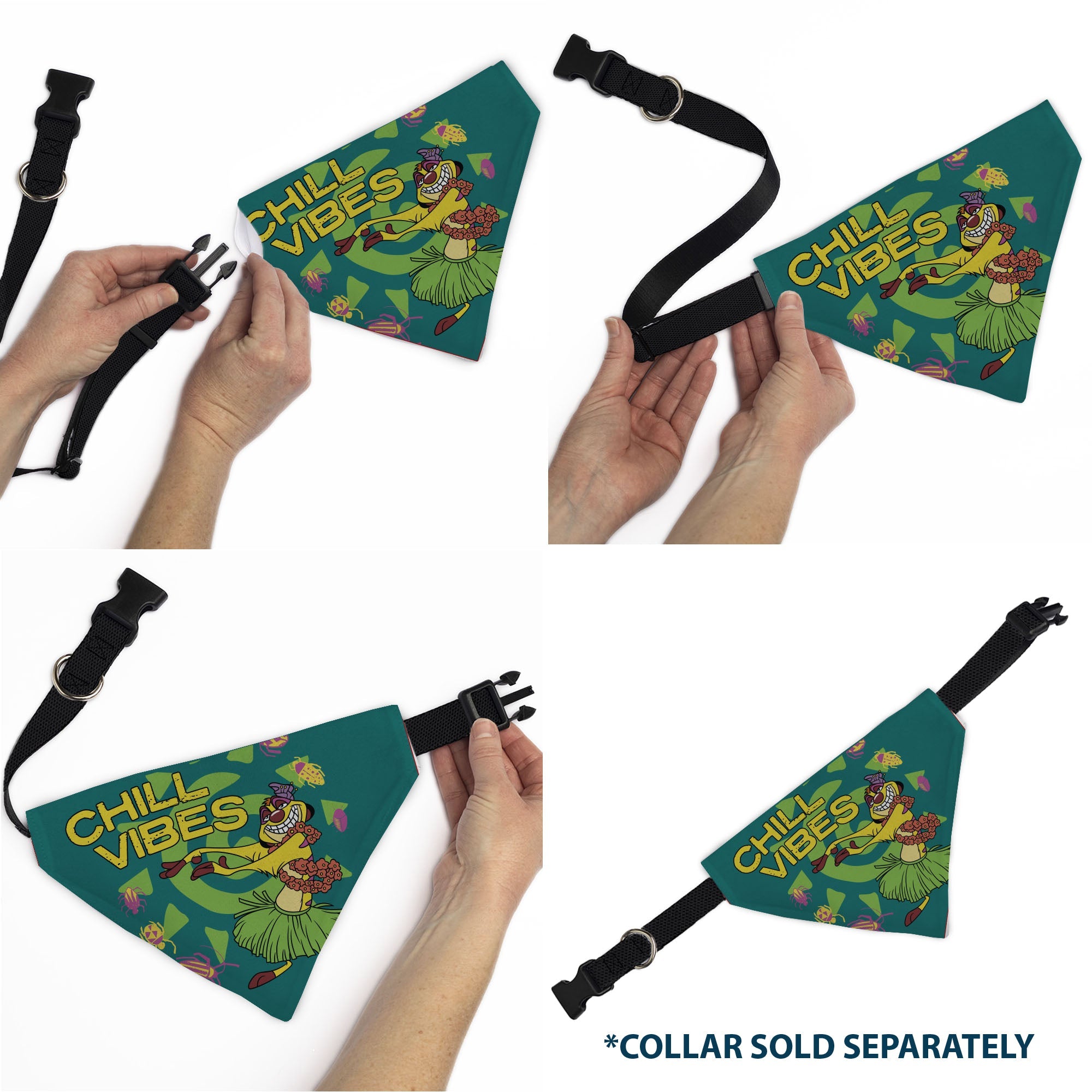 Buckle-Down The Lion King Timon Chill Vibes Hula Pose Blue/Multicolor Over-the-Collar Dog Bandana
