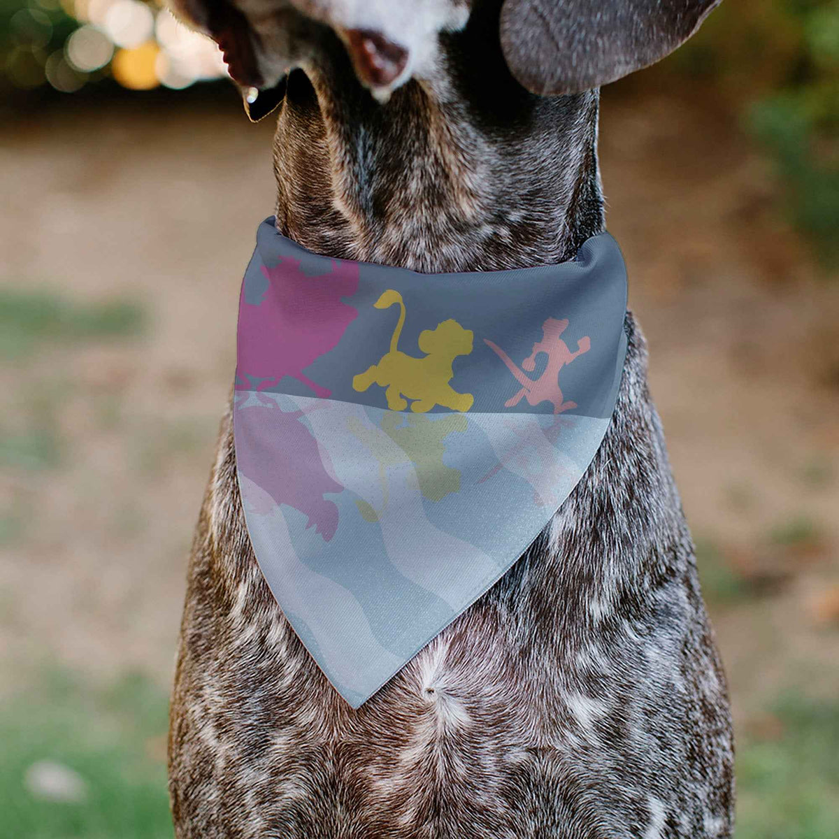 Pet Bandana - Lion King No Worries Silhouette Reflection Pose Blues/Pinks/Yellow