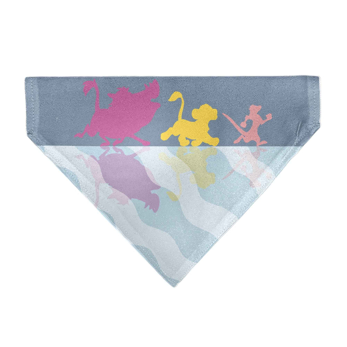 Pet Bandana - Lion King No Worries Silhouette Reflection Pose Blues/Pinks/Yellow