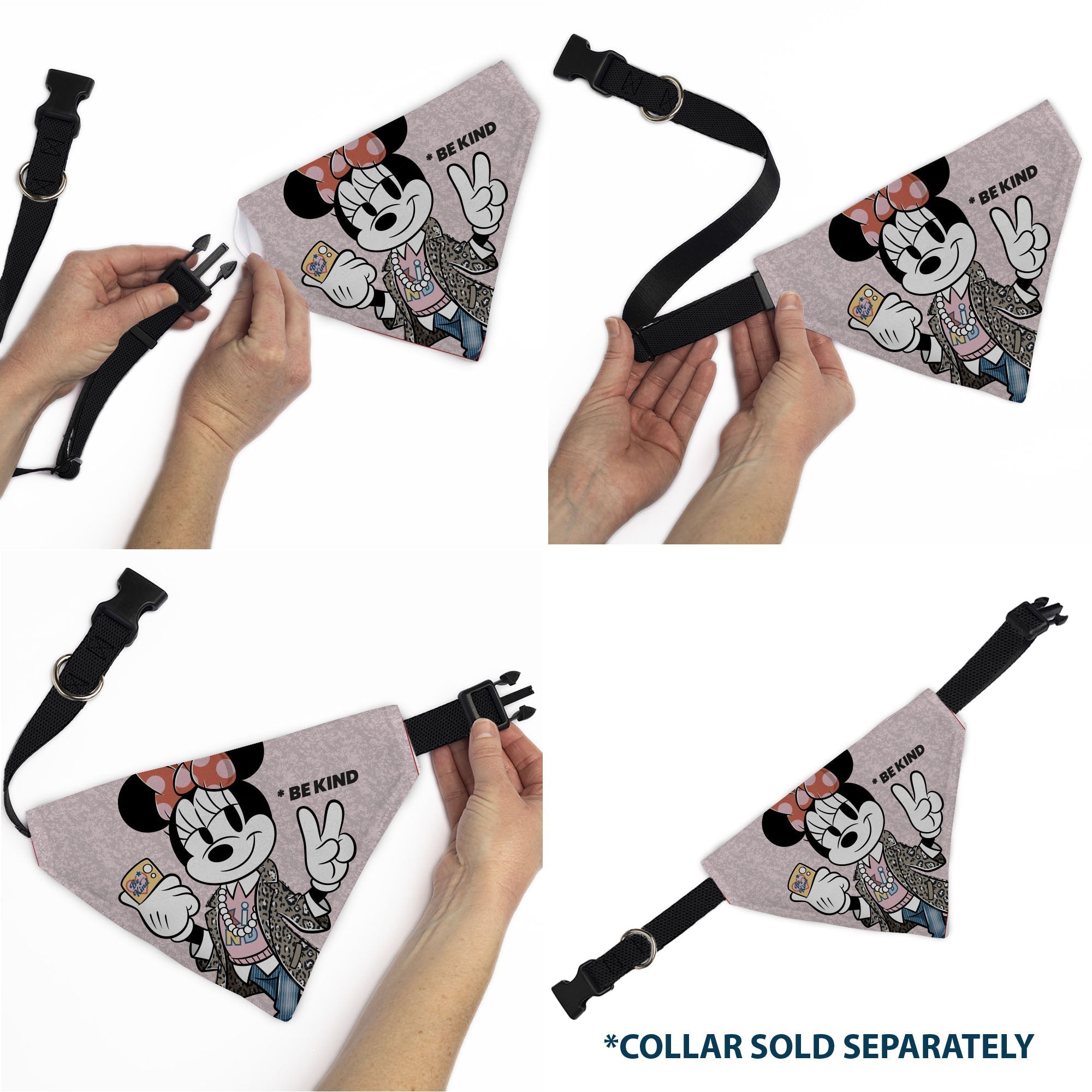 Pet Bandana - Minnie Mouse BE KIND Peace Pose Pinks 