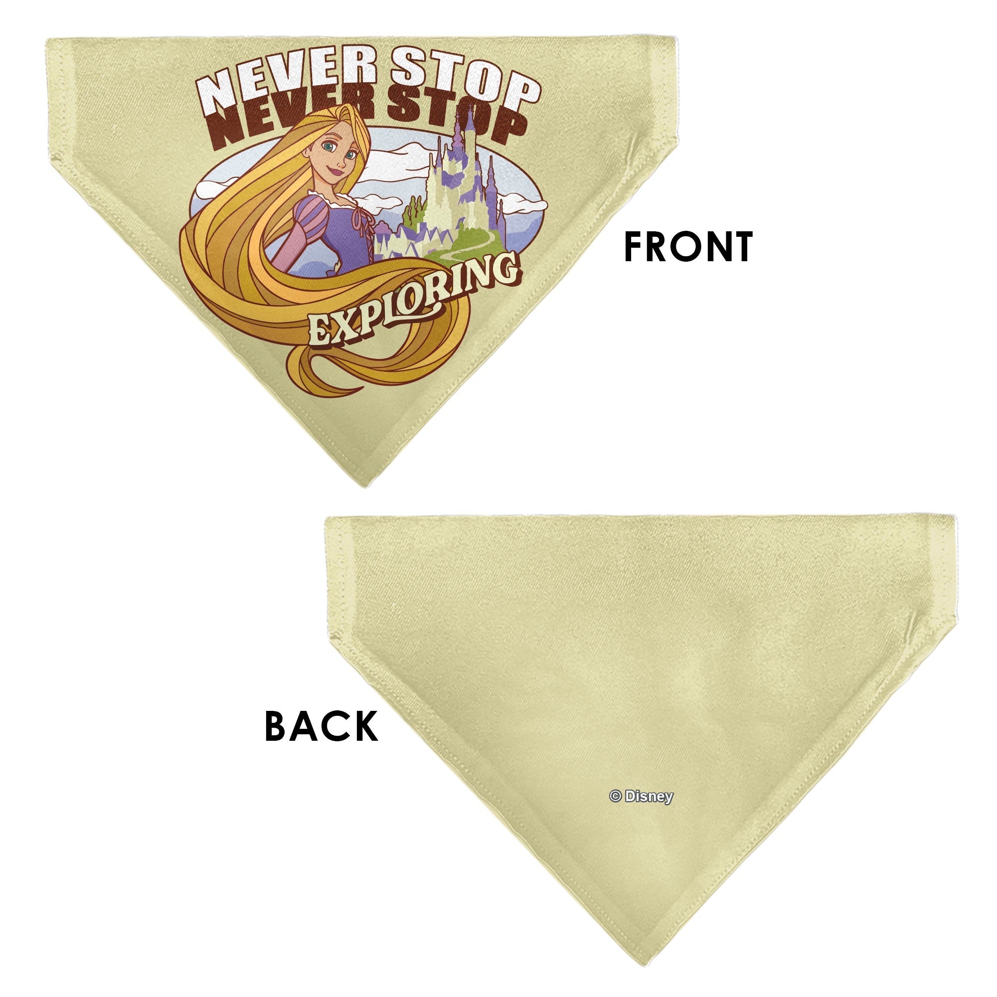 Pet Bandana - Rapunzel NEVER STOP EXPLORING Castle Pose Beige/Red/White 