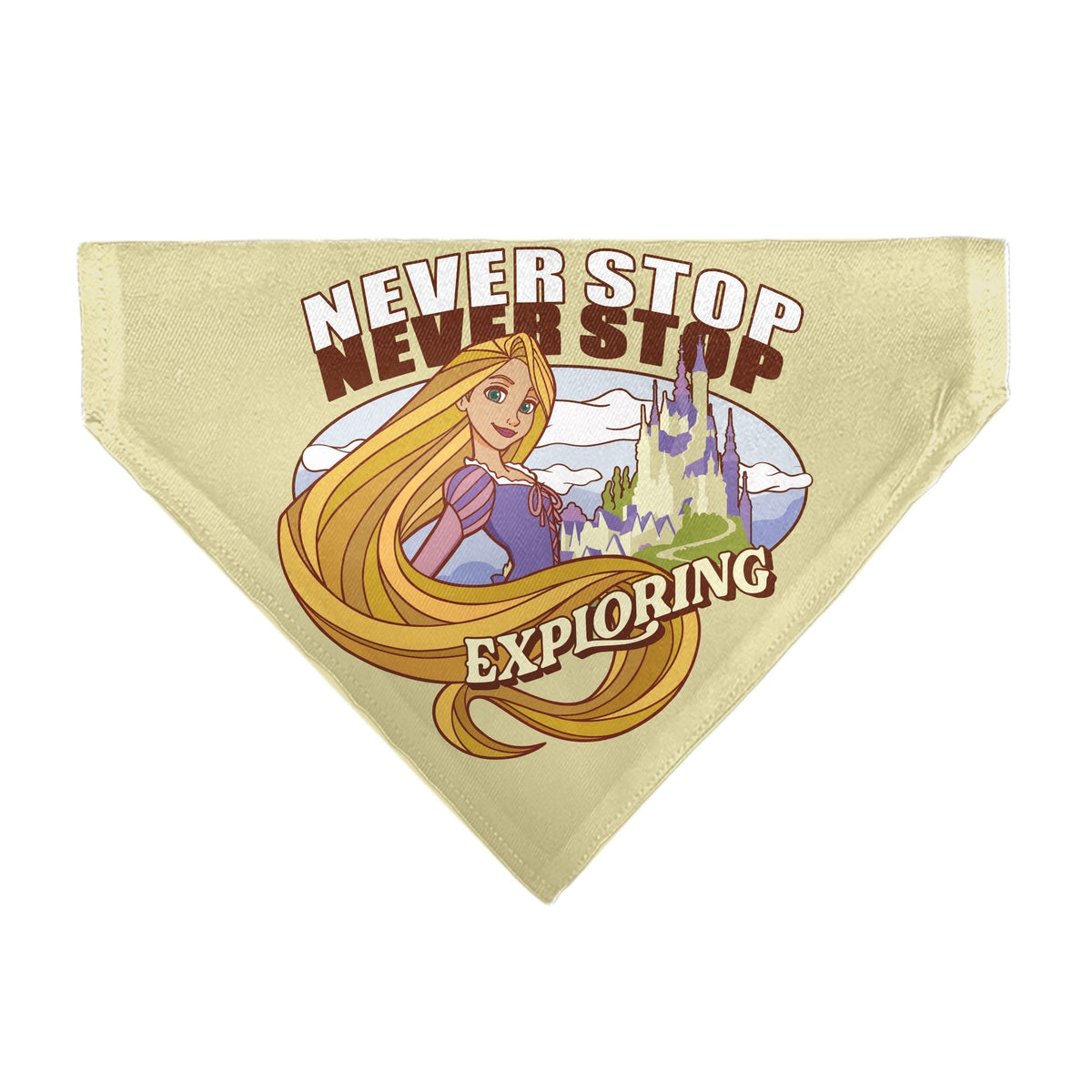 Pet Bandana - Rapunzel NEVER STOP EXPLORING Castle Pose Beige/Red/White 