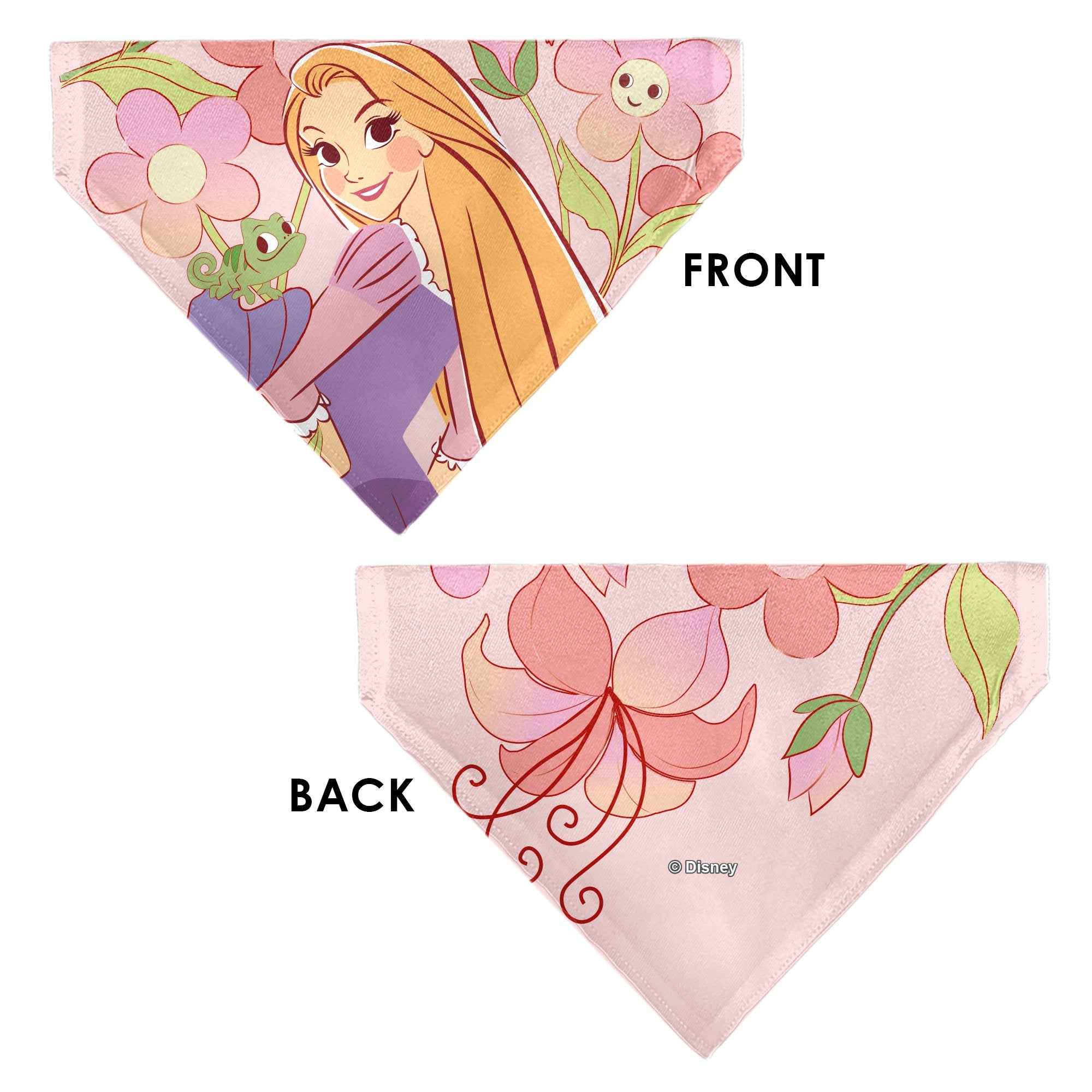Buckle-Down Tangled Rapunzel and Pascal Flowers Pose Pinks Over-the-Collar Dog Bandana