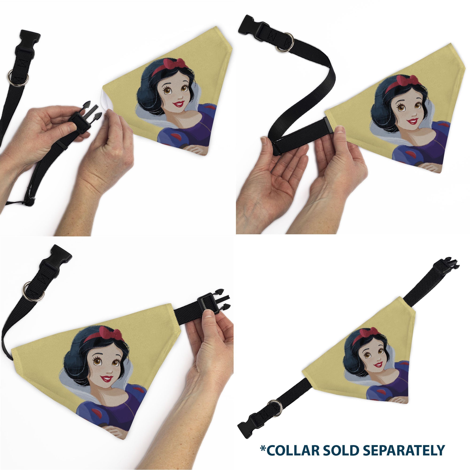 Buckle-Down Snow White Smiling Face Pose Yellow Over-the-Collar Dog Bandana