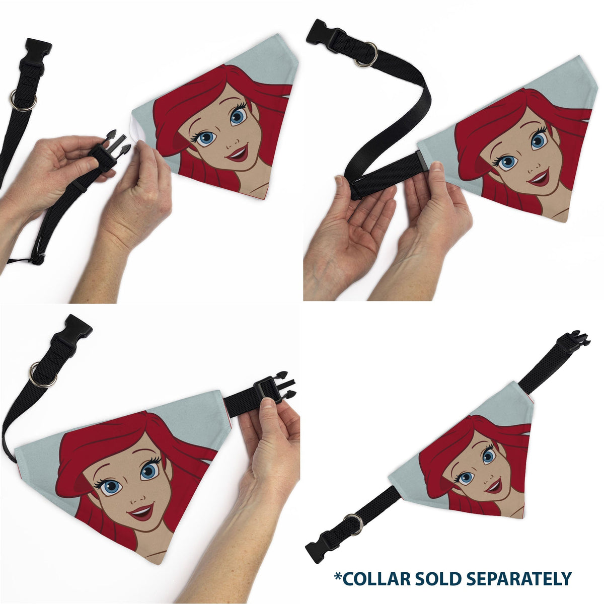 Pet Bandana - The Little Mermaid Ariel Face Close-Up Light Blue 