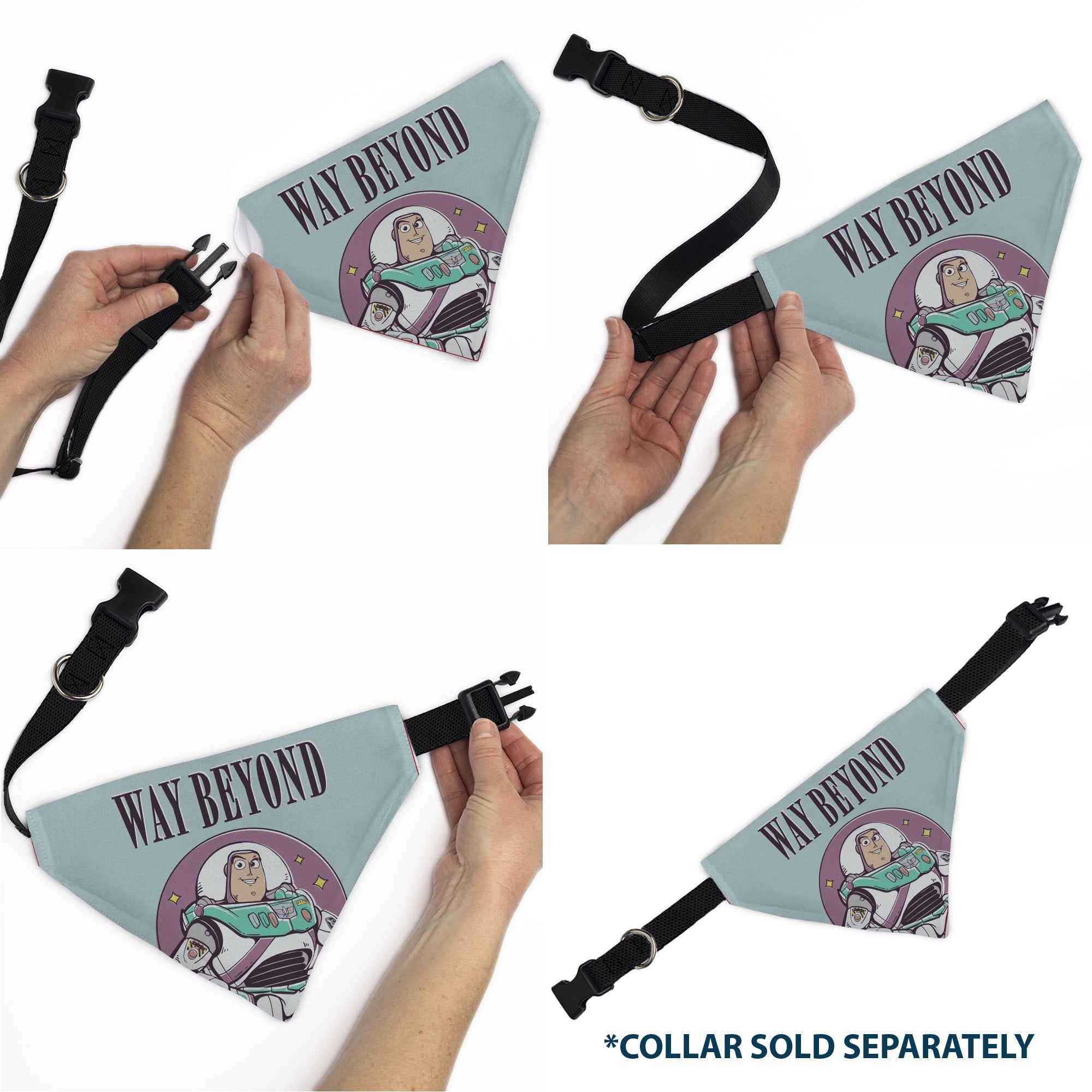Buckle-Down Toy Story Buzz Lightyear Way Beyond Pose Light Blue Over-the-Collar Dog Bandana