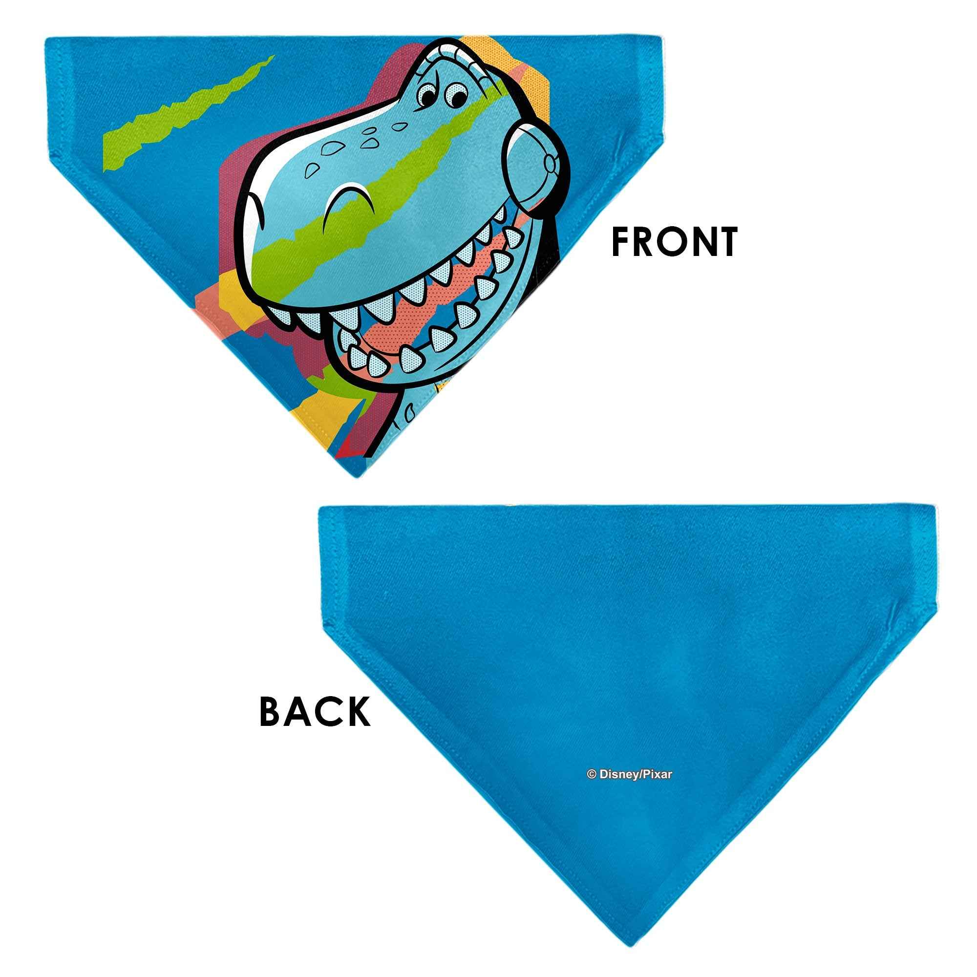 Buckle-Down Toy Story Rex Pop Art Pose Blue/Multicolor Over-the-Collar Dog Bandana