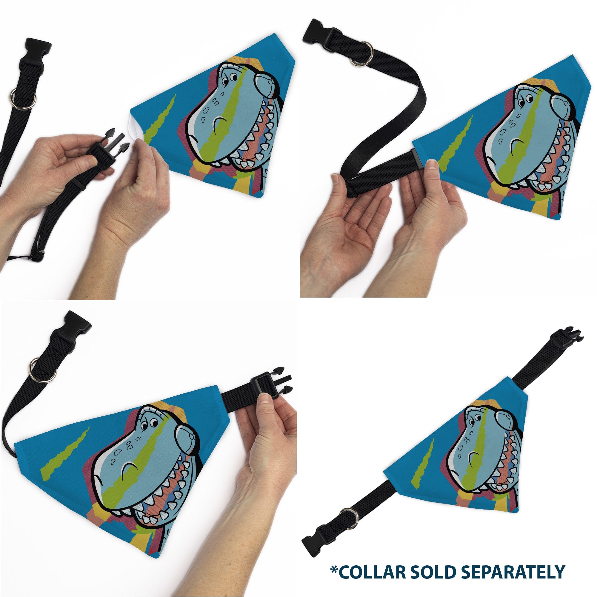 Buckle-Down Toy Story Rex Pop Art Pose Blue/Multicolor Over-the-Collar Dog Bandana