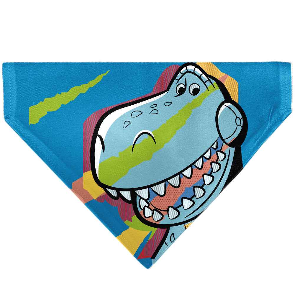 Buckle-Down Toy Story Rex Pop Art Pose Blue/Multicolor Over-the-Collar Dog Bandana
