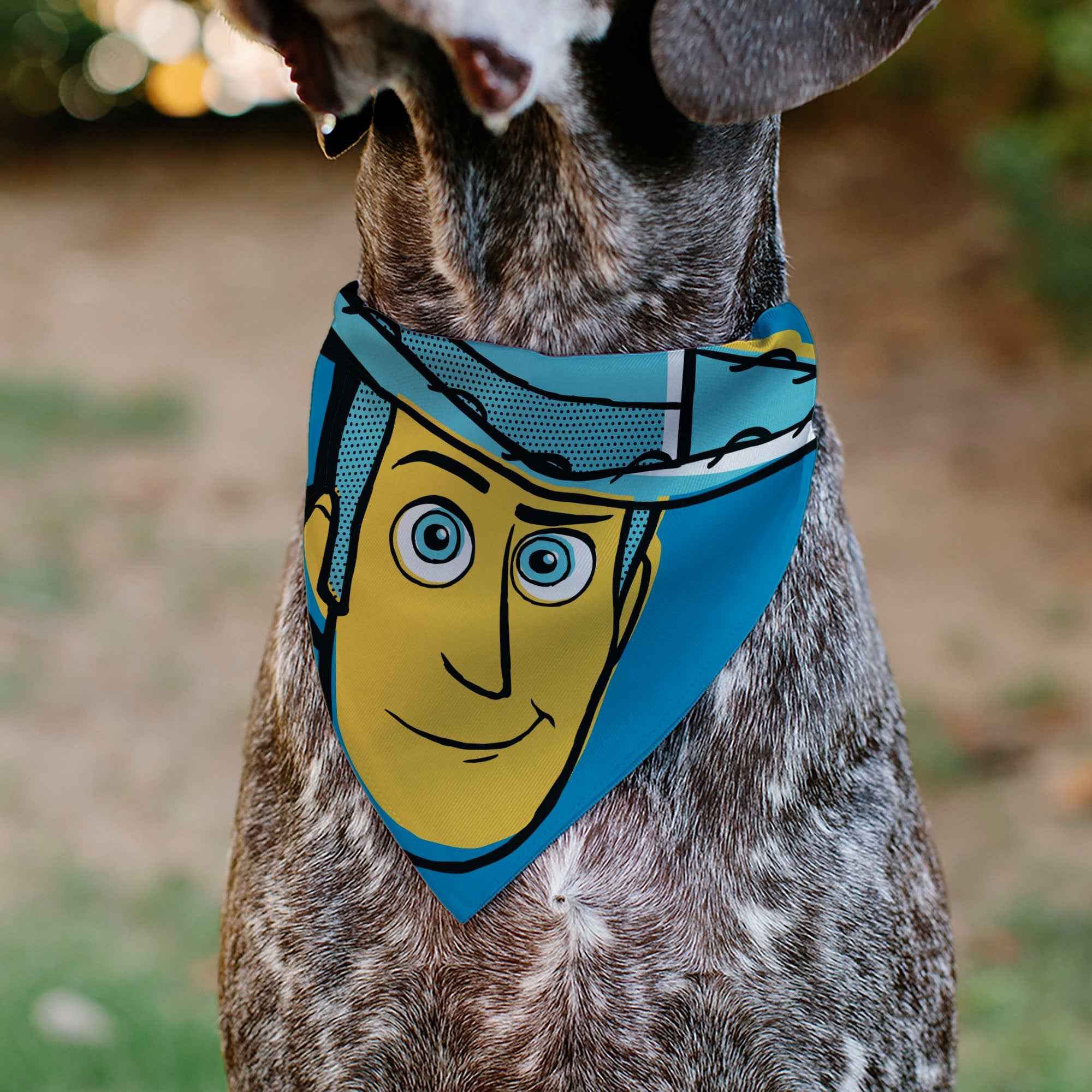Buckle-Down Toy Story Woody Pop Art Face Close-Up Blues Over-the-Collar Dog Bandana