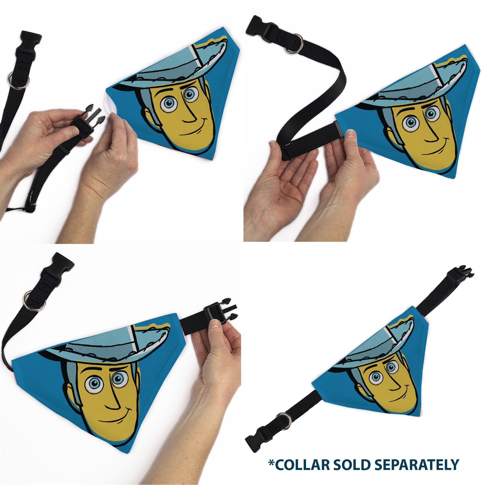 Buckle-Down Toy Story Woody Pop Art Face Close-Up Blues Over-the-Collar Dog Bandana