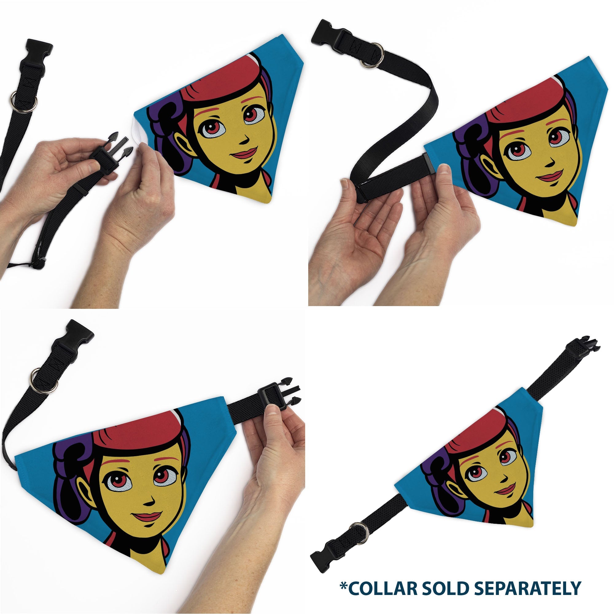 Buckle-Down Toy Story Bo Peep Close-Up Pop Art Face Blue Over-the-Collar Dog Bandana