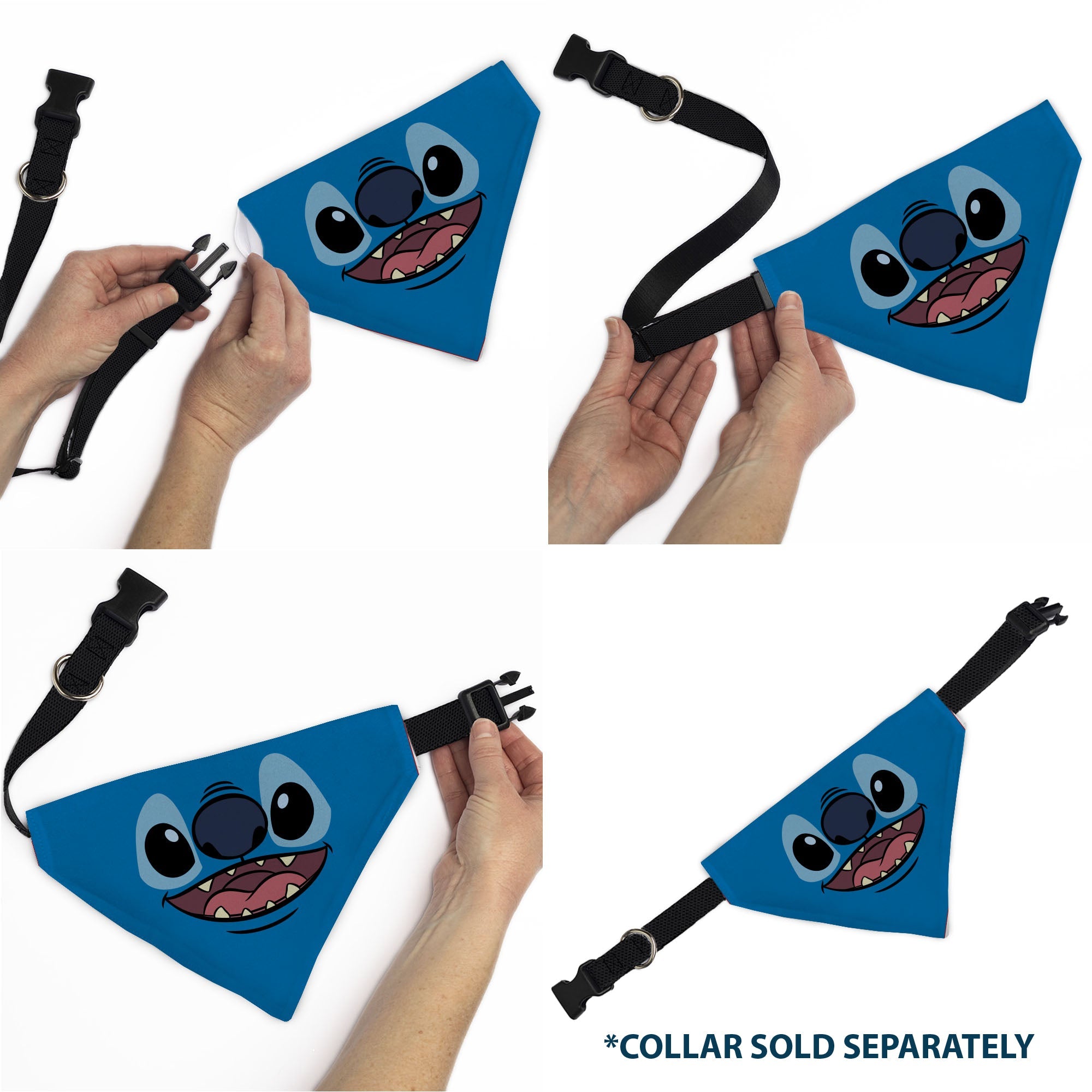 Buckle-Down Stitch Smiling Face Character Close-Up Blues Over-the-Collar Dog Bandana