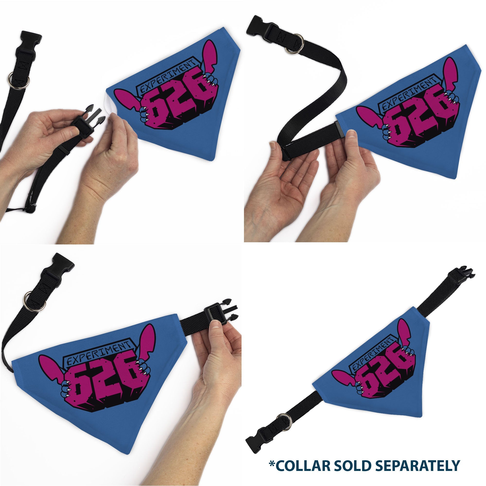 Buckle-Down Stitch Experiment 626 Logo Blue/Pink Over-the-Collar Dog Bandana