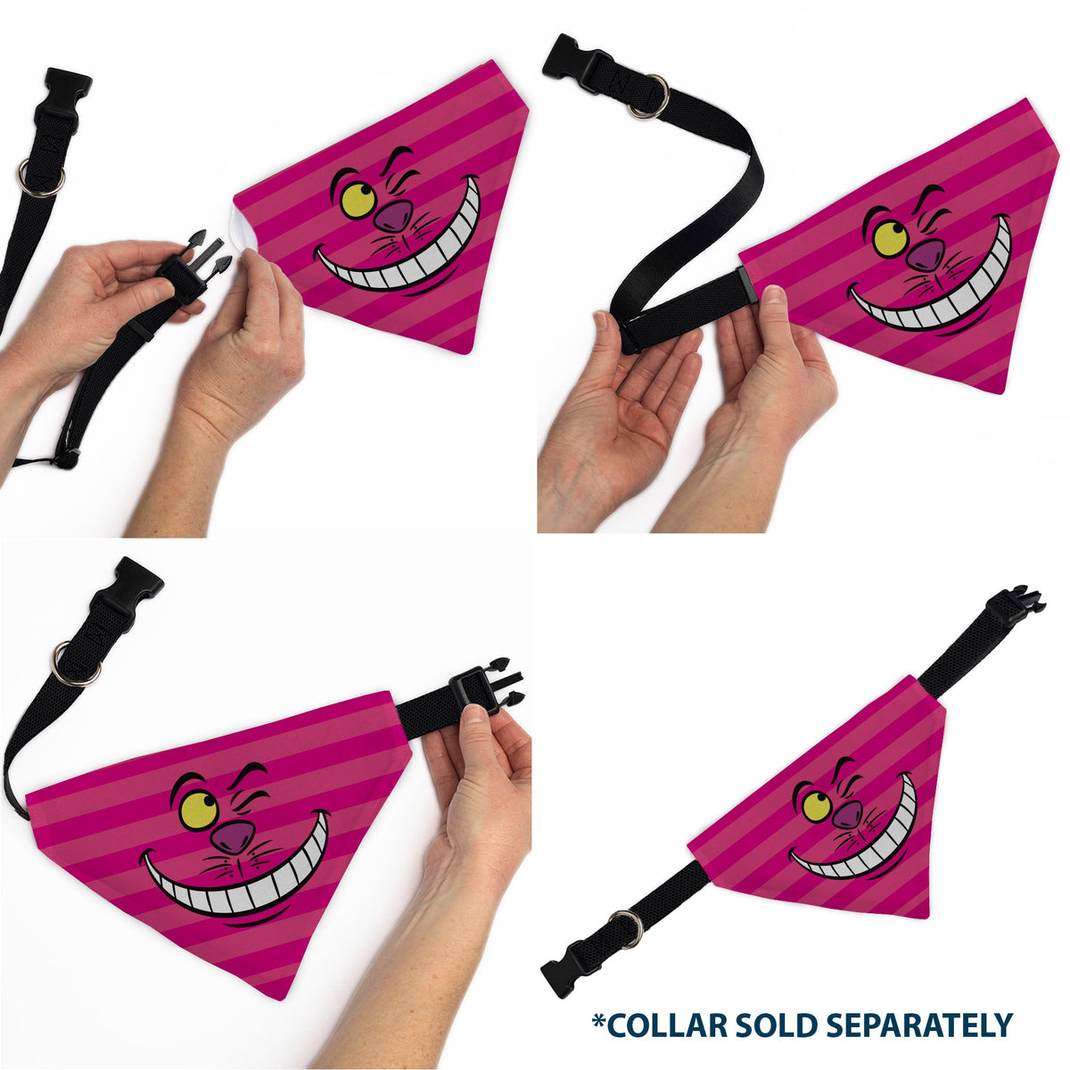 Pet Bandana - Alice in Wonderland Cheshire Cat Winking Smile Pinks | HT Animal Supply
