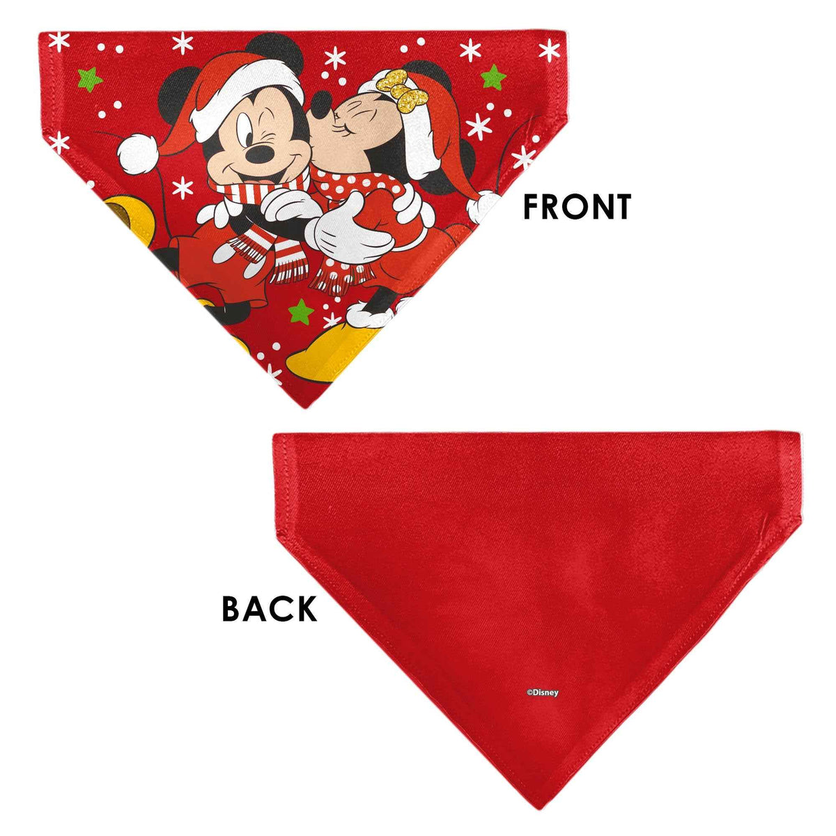 Pet Bandana - Holiday Mickey and Minnie Santa Hat Kissing Pose Red