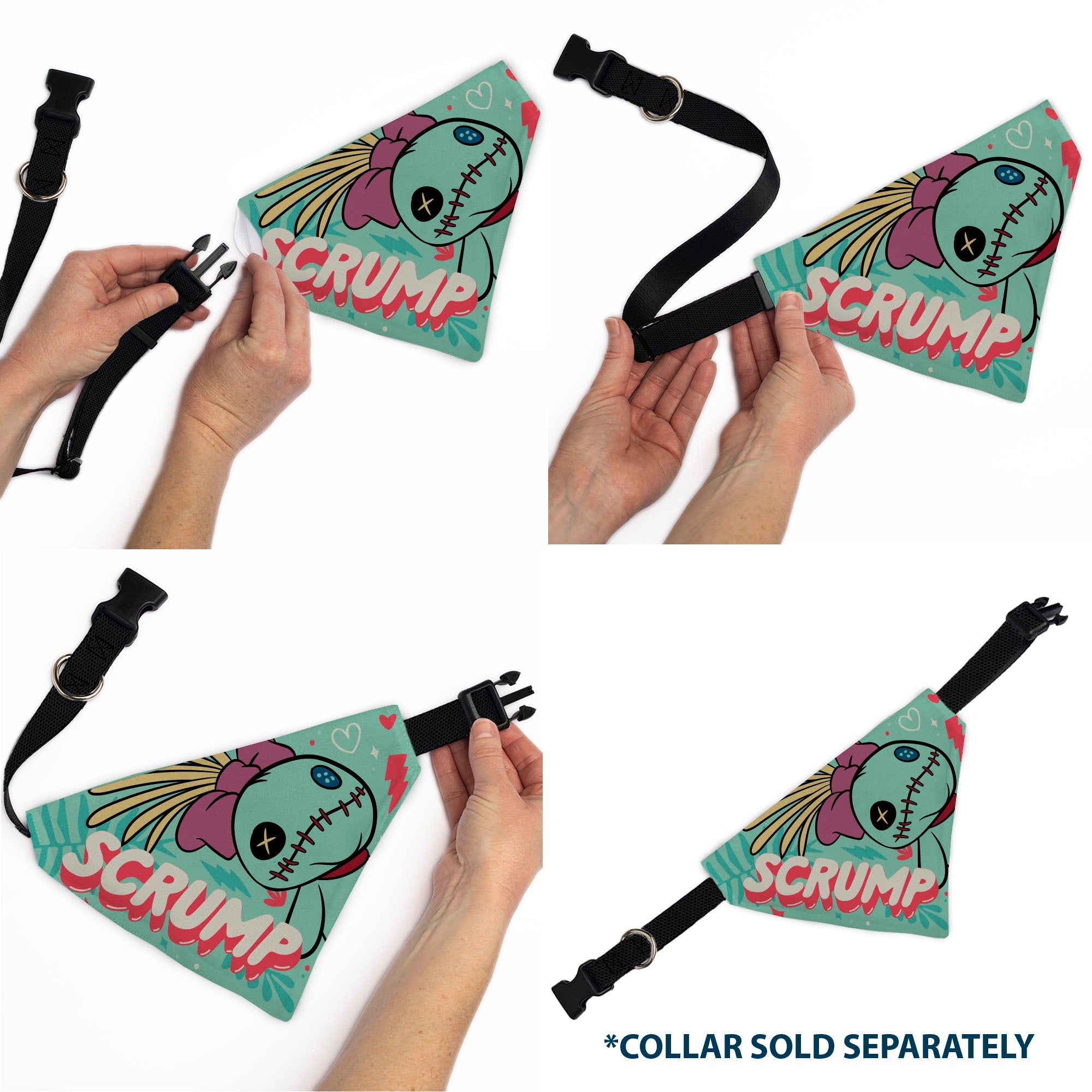 Buckle-Down Scrump Text and Pose Light Blue Over-the-Collar Dog Bandana