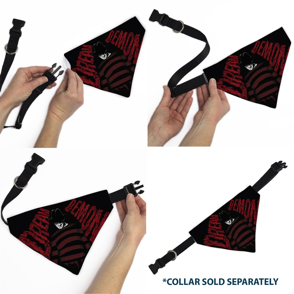 Pet Bandana - A Nightmare on Elm Street Freddy DREAM DEMON Pose Black/Red | HT Animal Supply