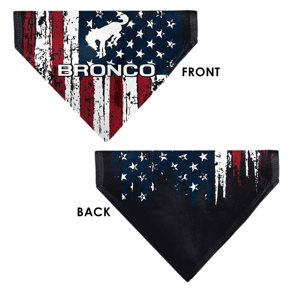 Pet Bandana - Ford BRONCO Americana Stars and Stripes Weathered Red/White/Blue