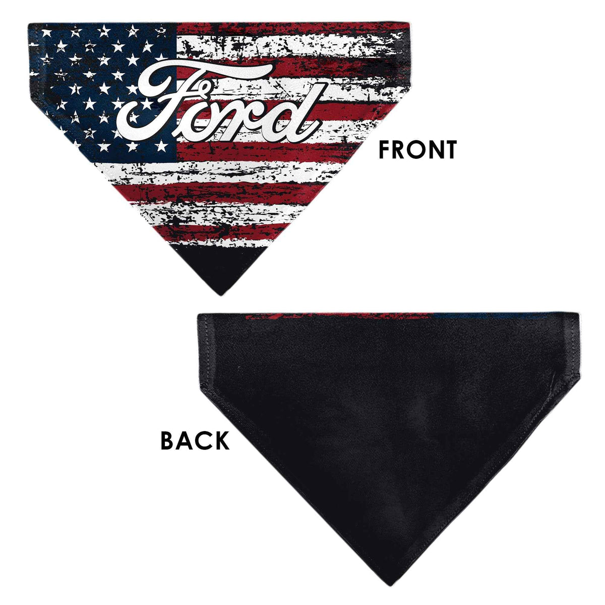 Pet Bandana - FORD Script Americana Stars and Stripes Weathered Red/White/Blue