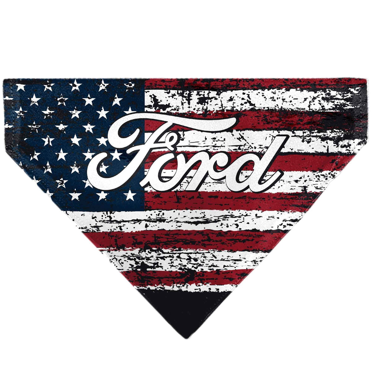 Pet Bandana - FORD Script Americana Stars and Stripes Weathered Red/White/Blue