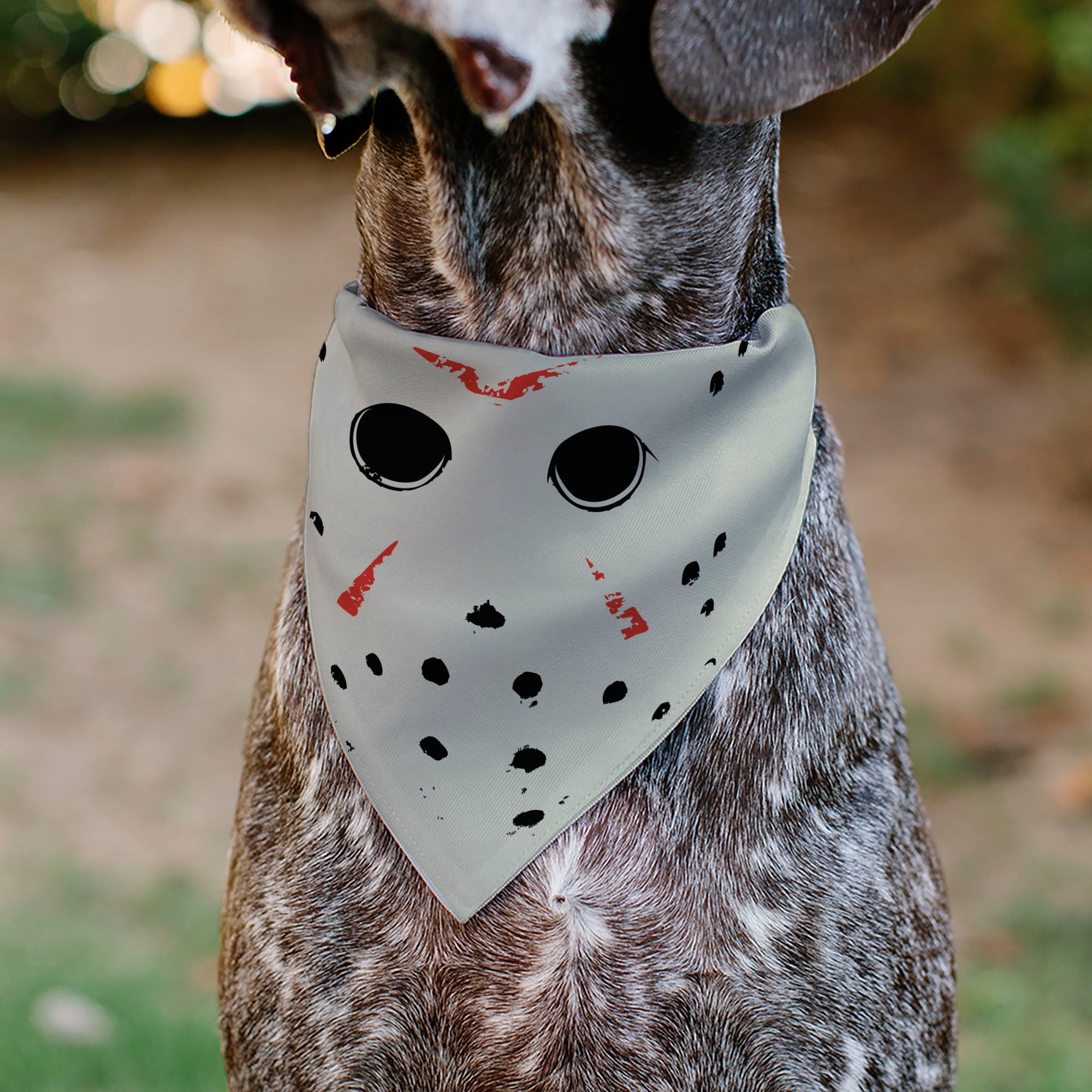 Buckle-Down Friday The 13TH Hockey Mask Close-Up White/Black/Red Over-the-Collar Dog Bandana