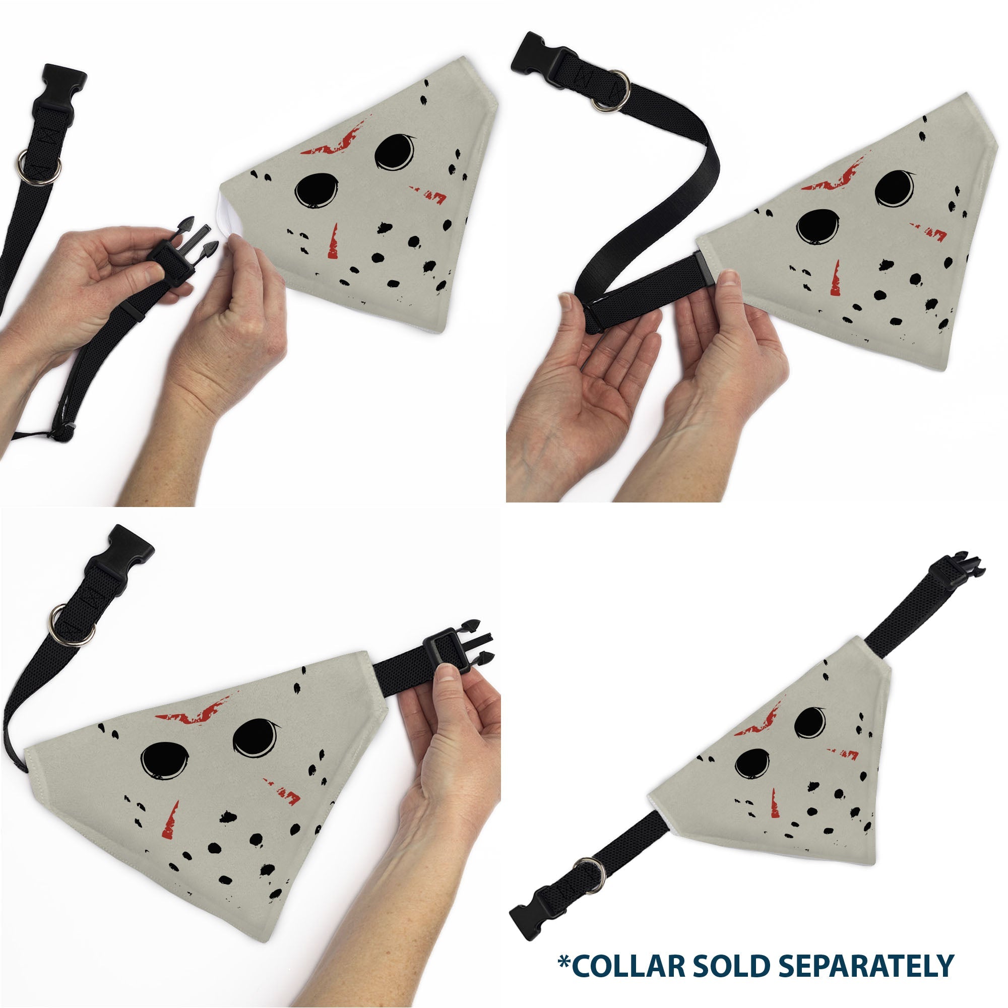 Buckle-Down Friday The 13TH Hockey Mask Close-Up White/Black/Red Over-the-Collar Dog Bandana