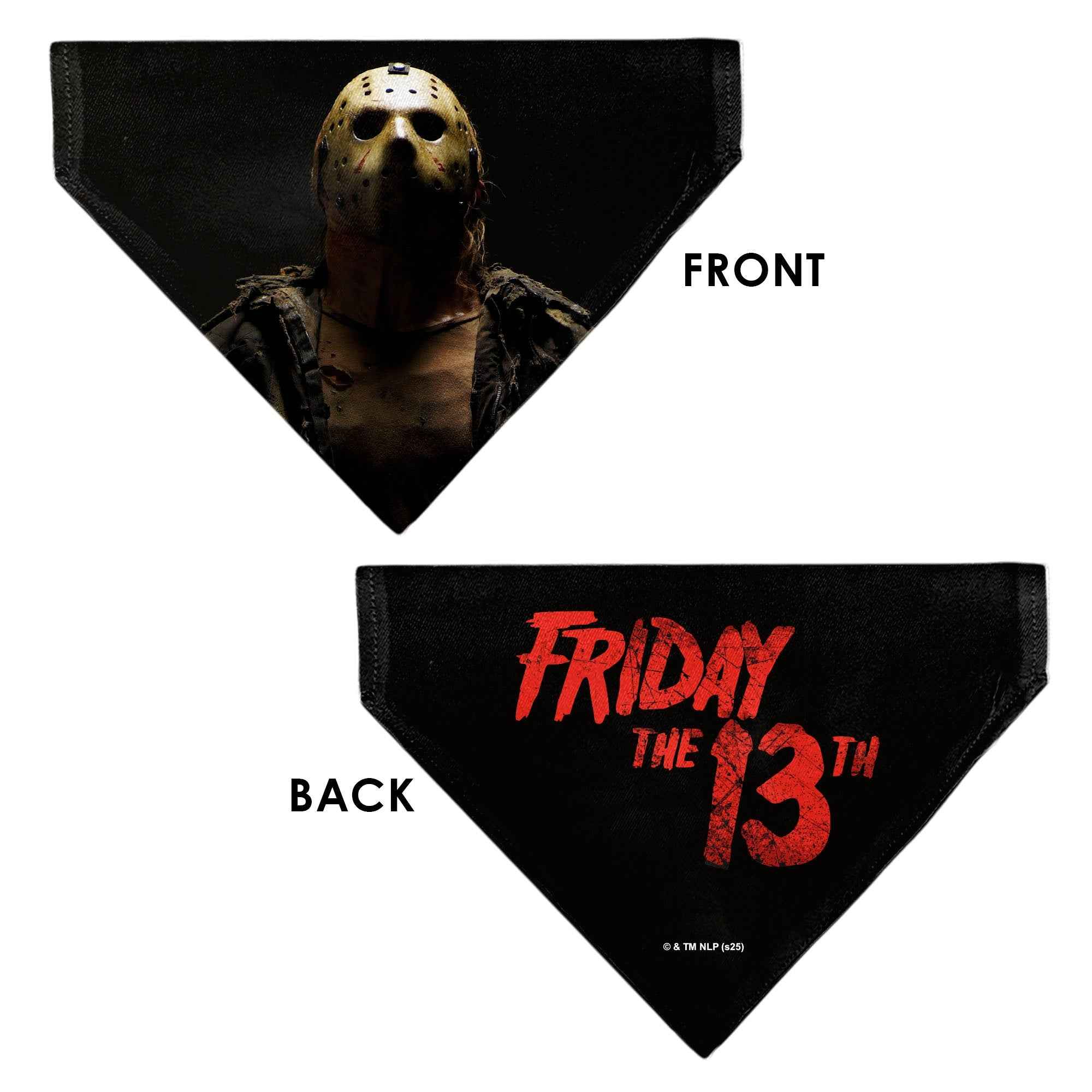 Buckle-Down Friday The 13TH Jason Pose and Title Logo Black/Red Over-the-Collar Dog Bandana