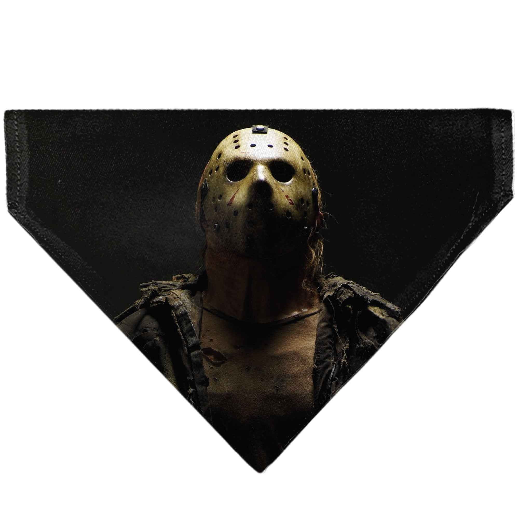 Buckle-Down Friday The 13TH Jason Pose and Title Logo Black/Red Over-the-Collar Dog Bandana