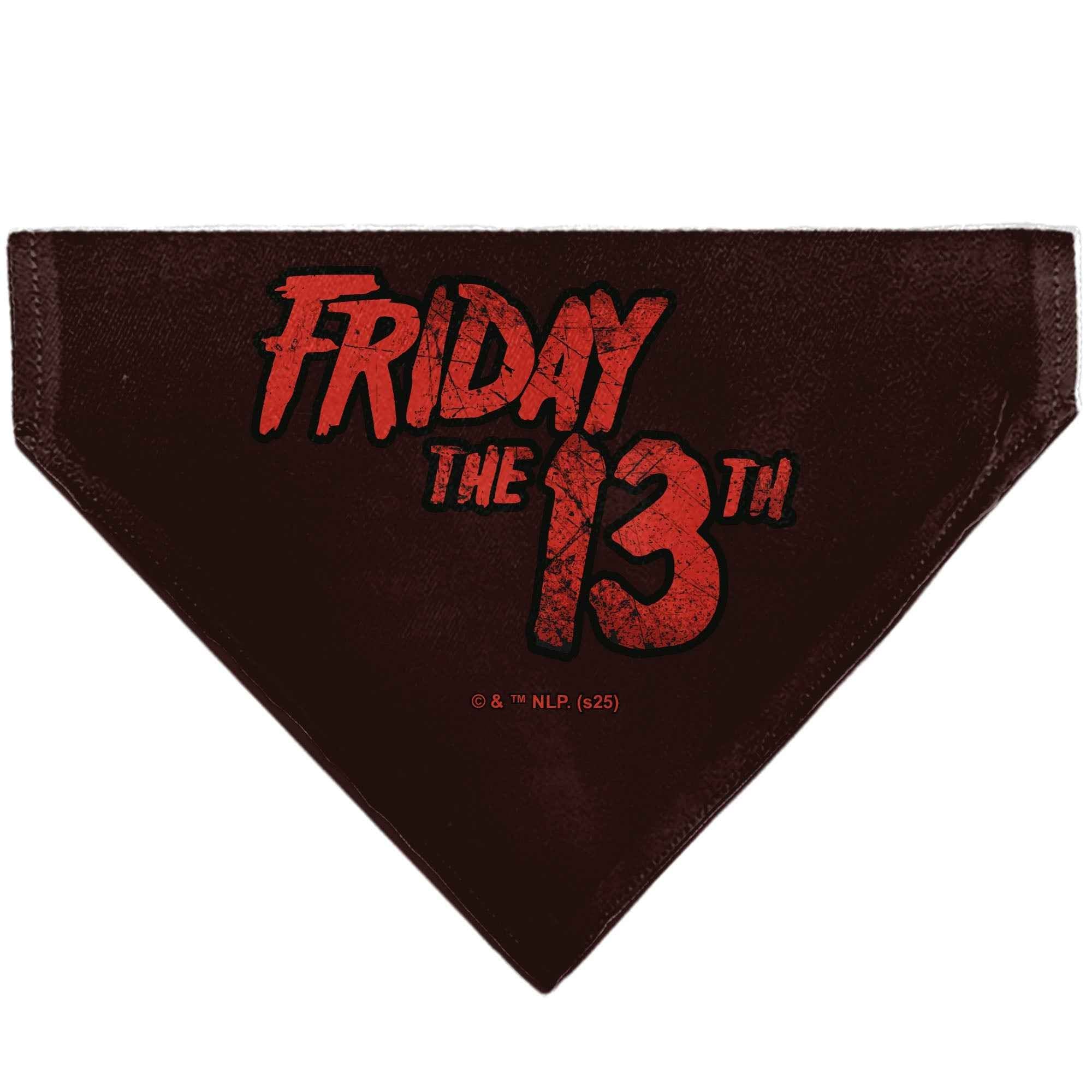 Buckle-Down Friday The 13TH Jason Hockey Mask Cityscape and Title Logo Black/Red Over-the-Collar Dog Bandana