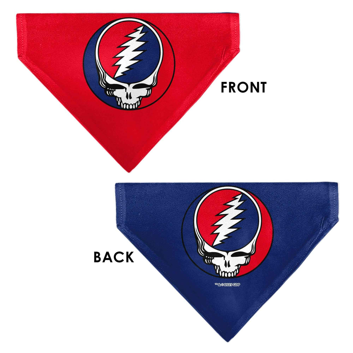 Pet Bandana - Grateful Dead Steal Your Face Logo Centered Red and Blue
