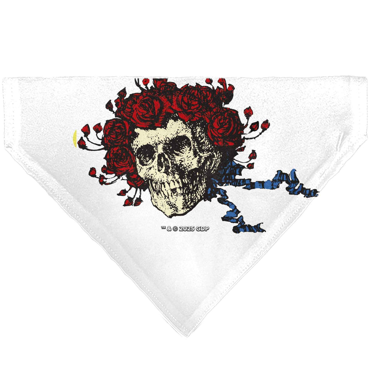 Pet Bandana - Grateful Dead Skull and Rose Face White