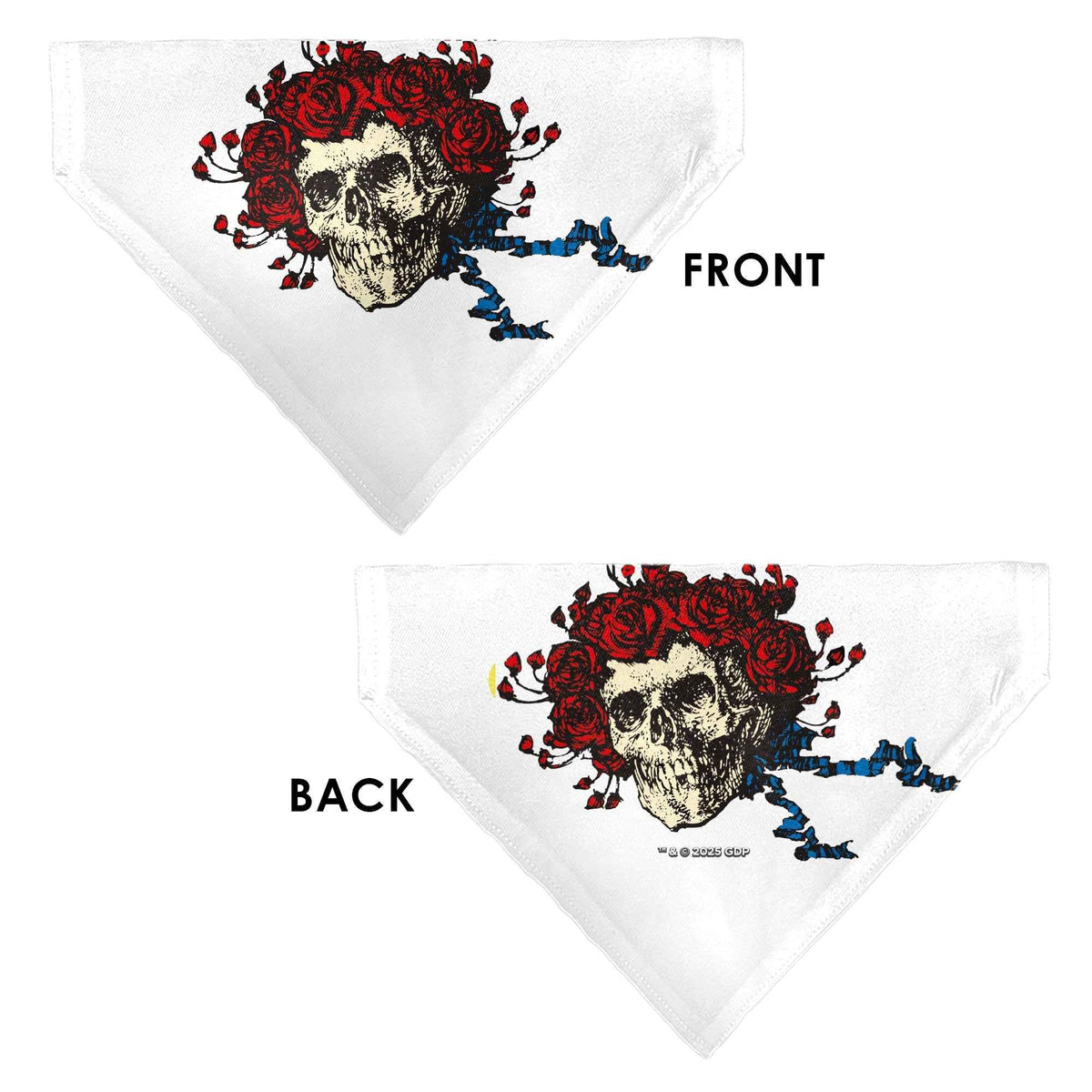 Pet Bandana - Grateful Dead Skull and Rose Face White