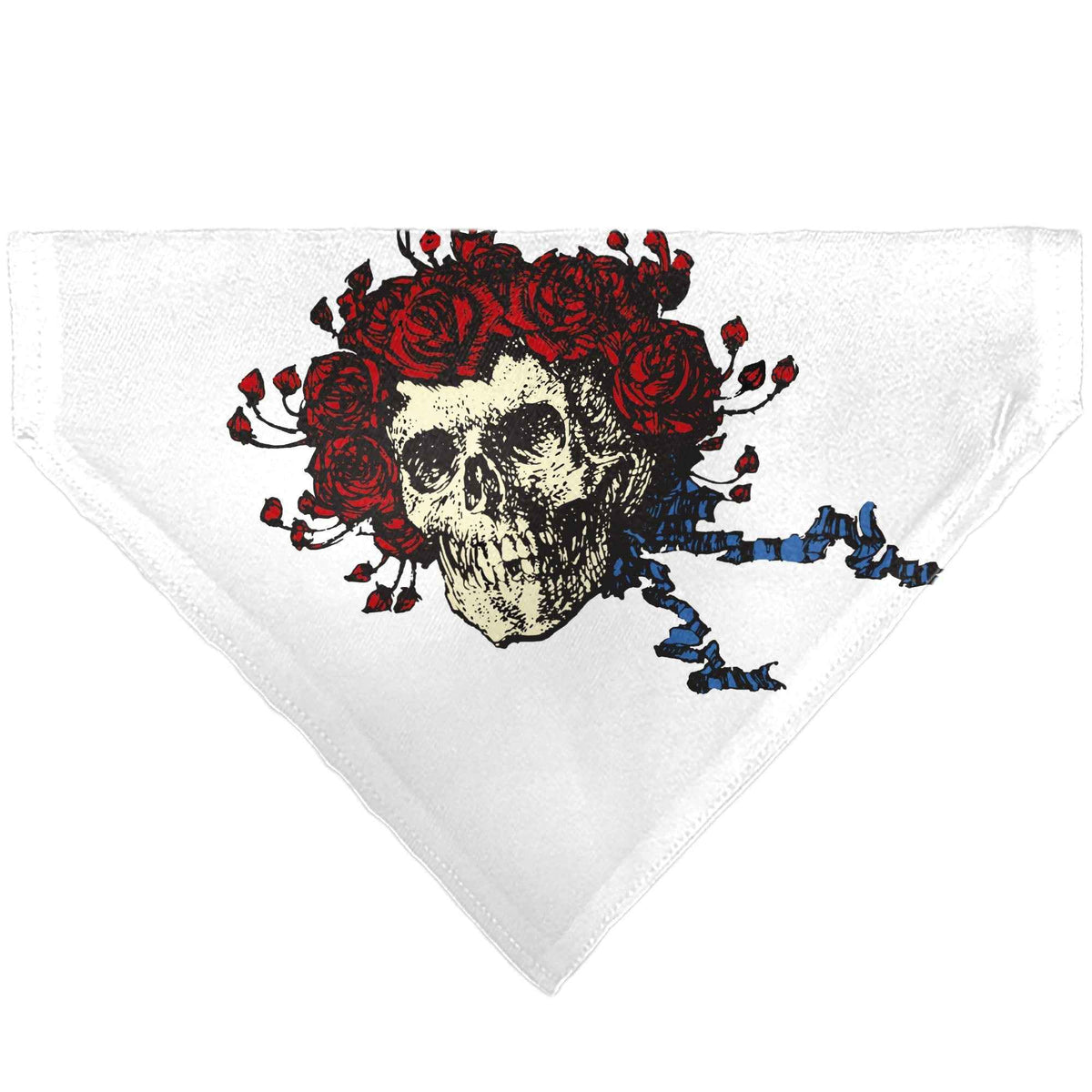 Pet Bandana - Grateful Dead Skull and Rose Face White