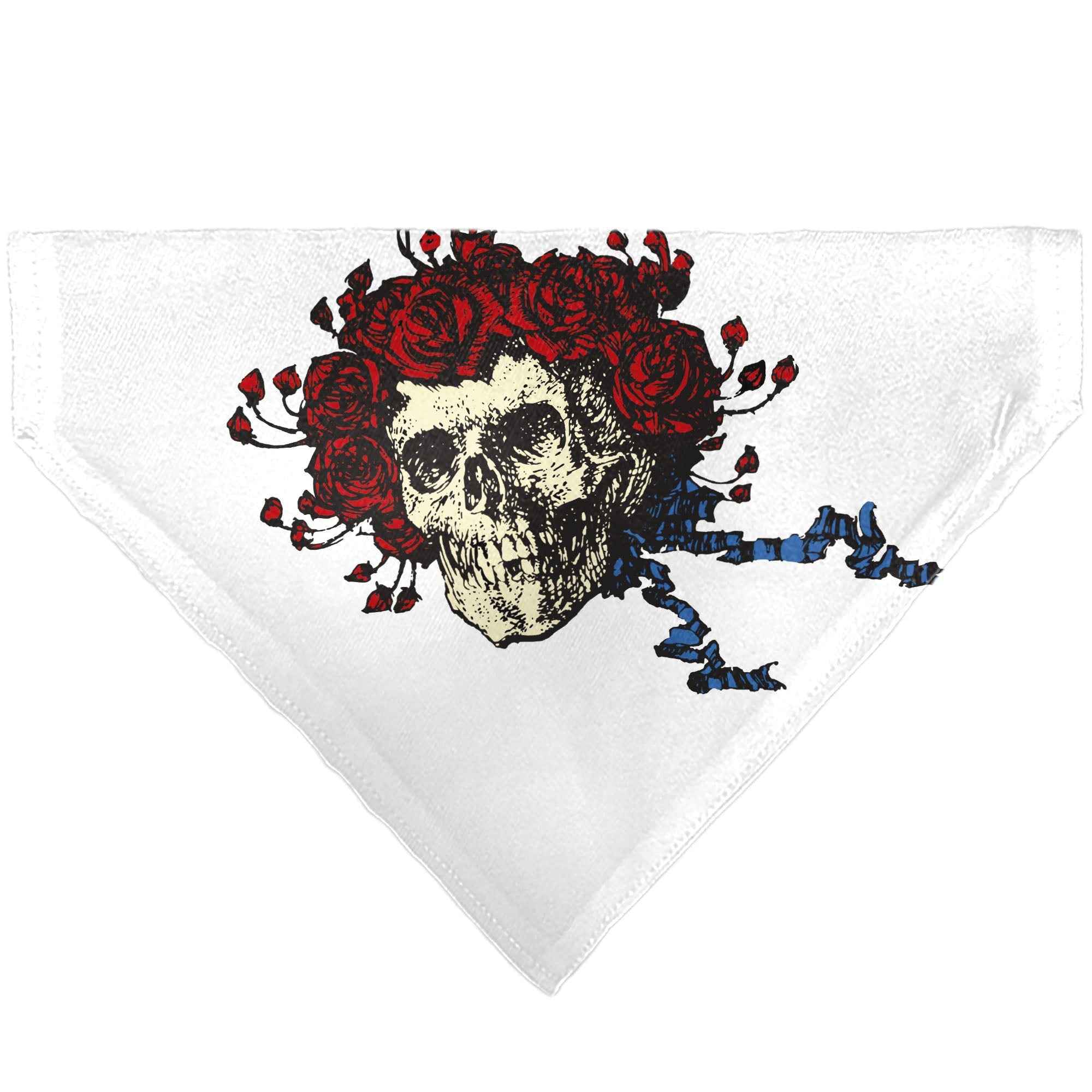 Pet Bandana - Grateful Dead Skull and Rose Face White