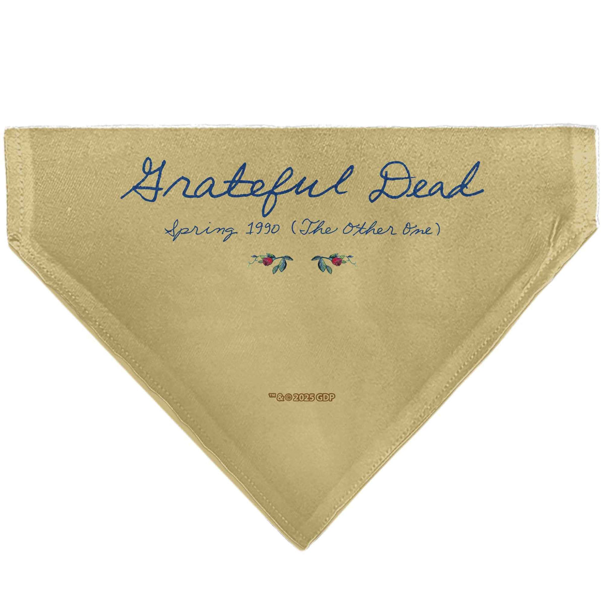 Pet Bandana - GRATEFUL DEAD THE OTHER ONE Roses and Text Tan/Blue/Red