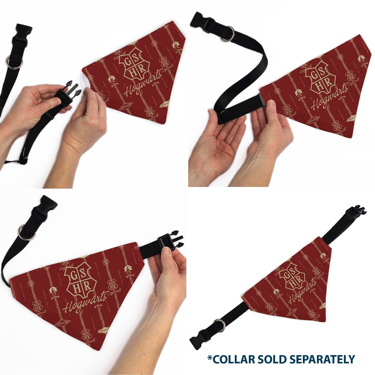 Pet Bandana - HOGWARTS WEASLEY Monogram Icons Red/White | HT Animal Supply