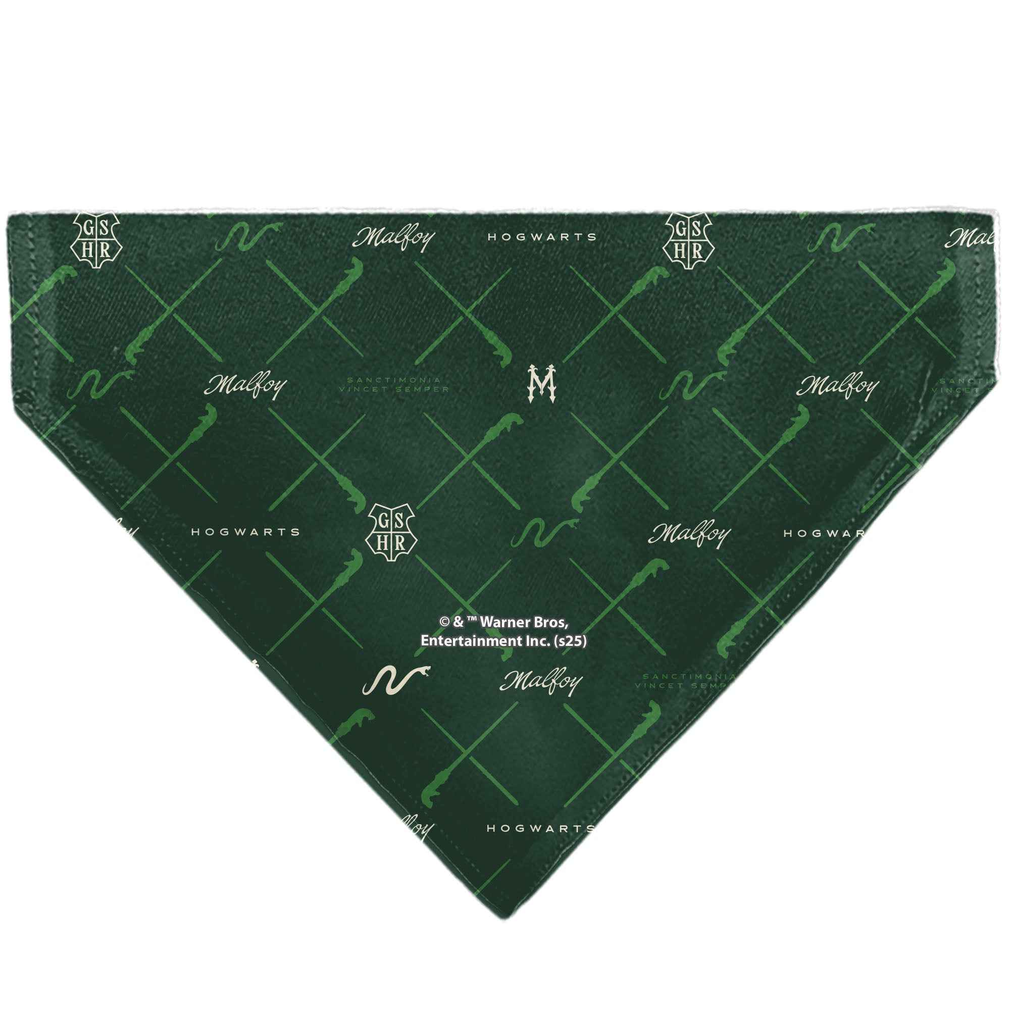 Buckle-Down Hogwarts Malfoy Monogram Icons Greens/White Over-the-Collar Dog Bandana