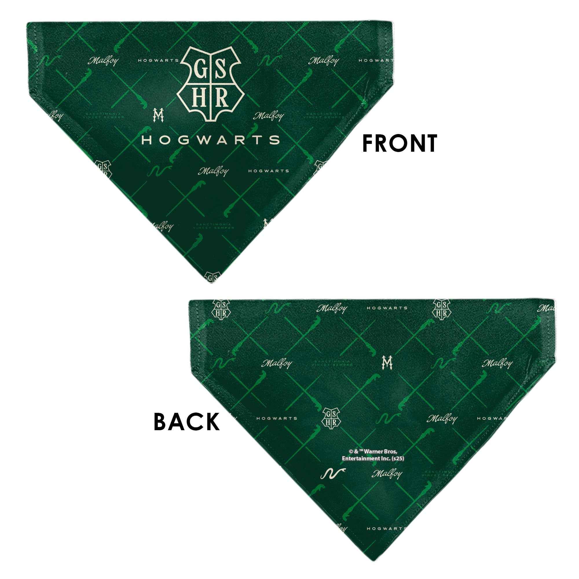 Buckle-Down Hogwarts Malfoy Monogram Icons Greens/White Over-the-Collar Dog Bandana