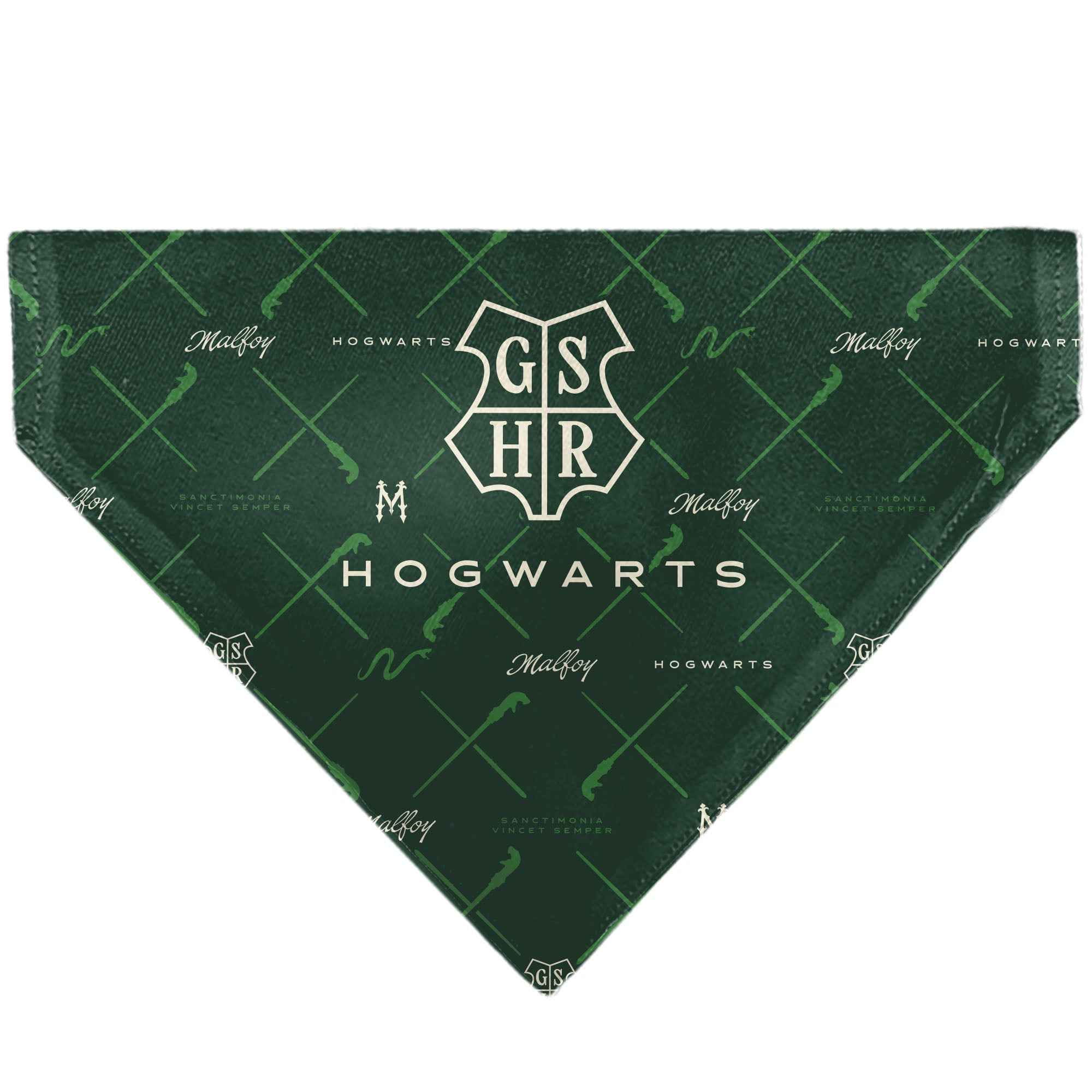 Buckle-Down Hogwarts Malfoy Monogram Icons Greens/White Over-the-Collar Dog Bandana