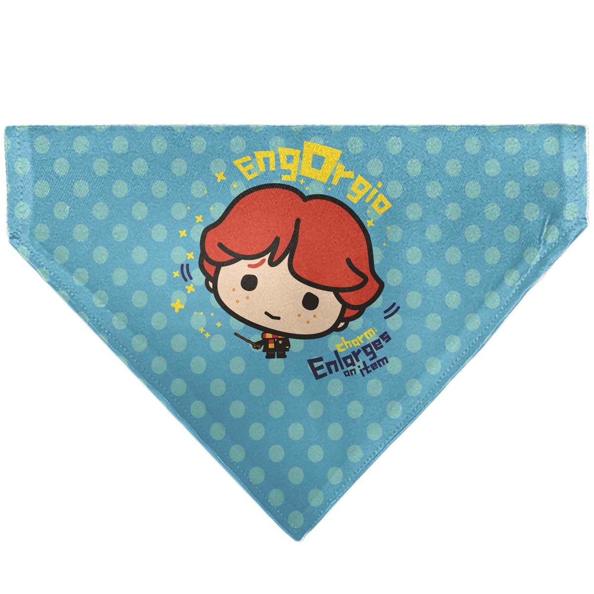Pet Bandana - Chibi Harry Potter ENGORGIO CHARM Pose Polka Dot Blues
